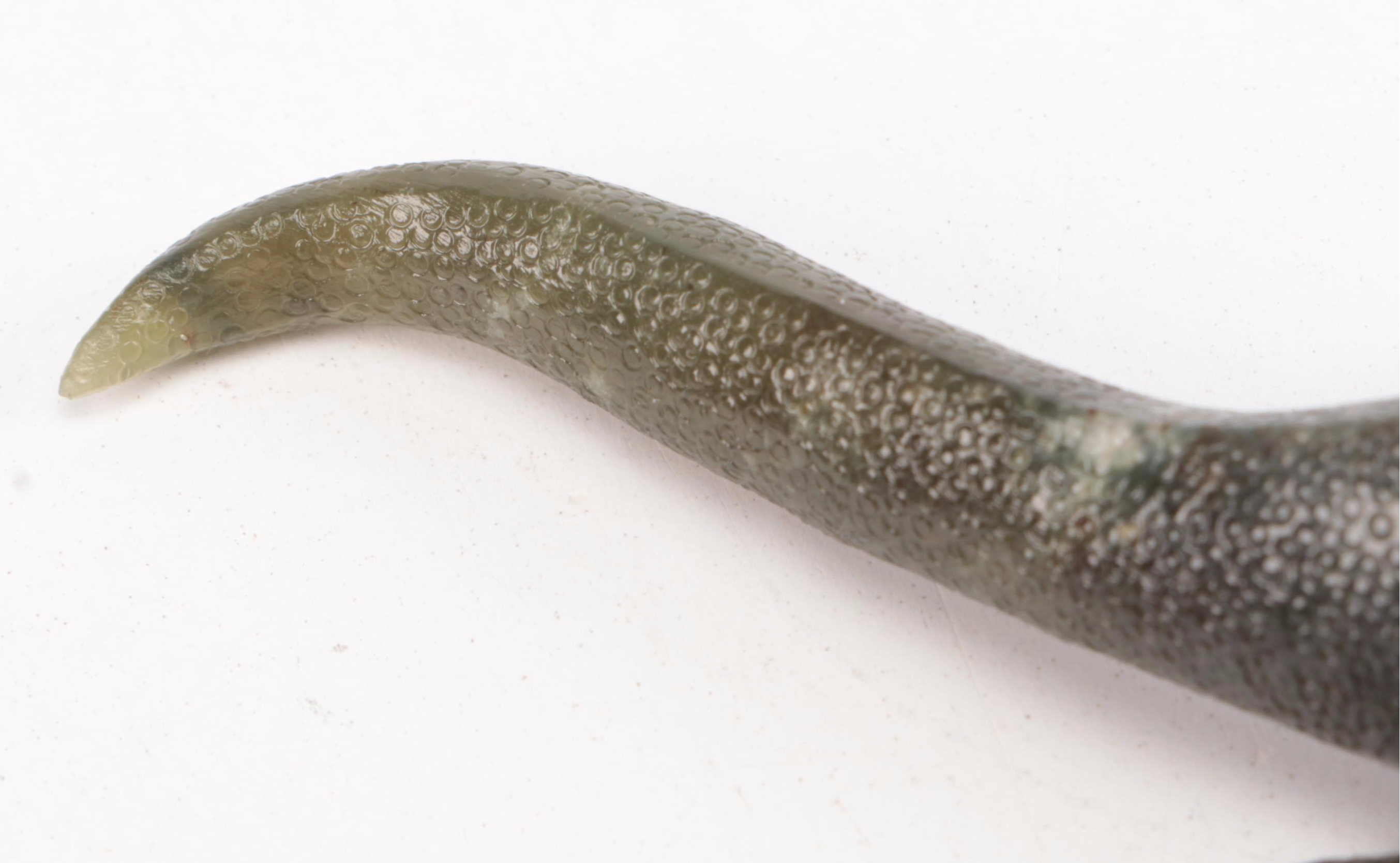 Chinese Carved Nephrite Salamander with Diamond Eyes