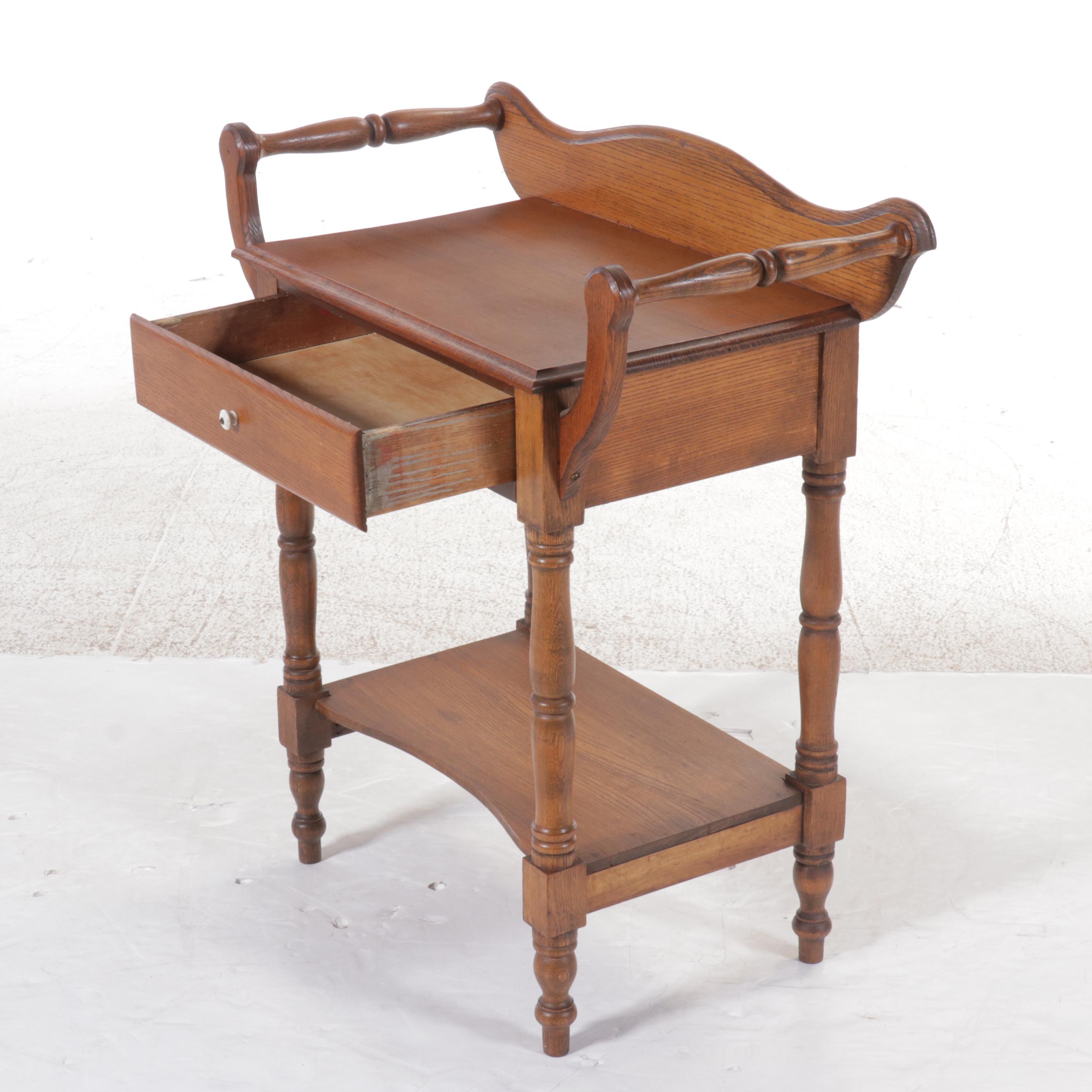 Single-Drawer Oak Washstand