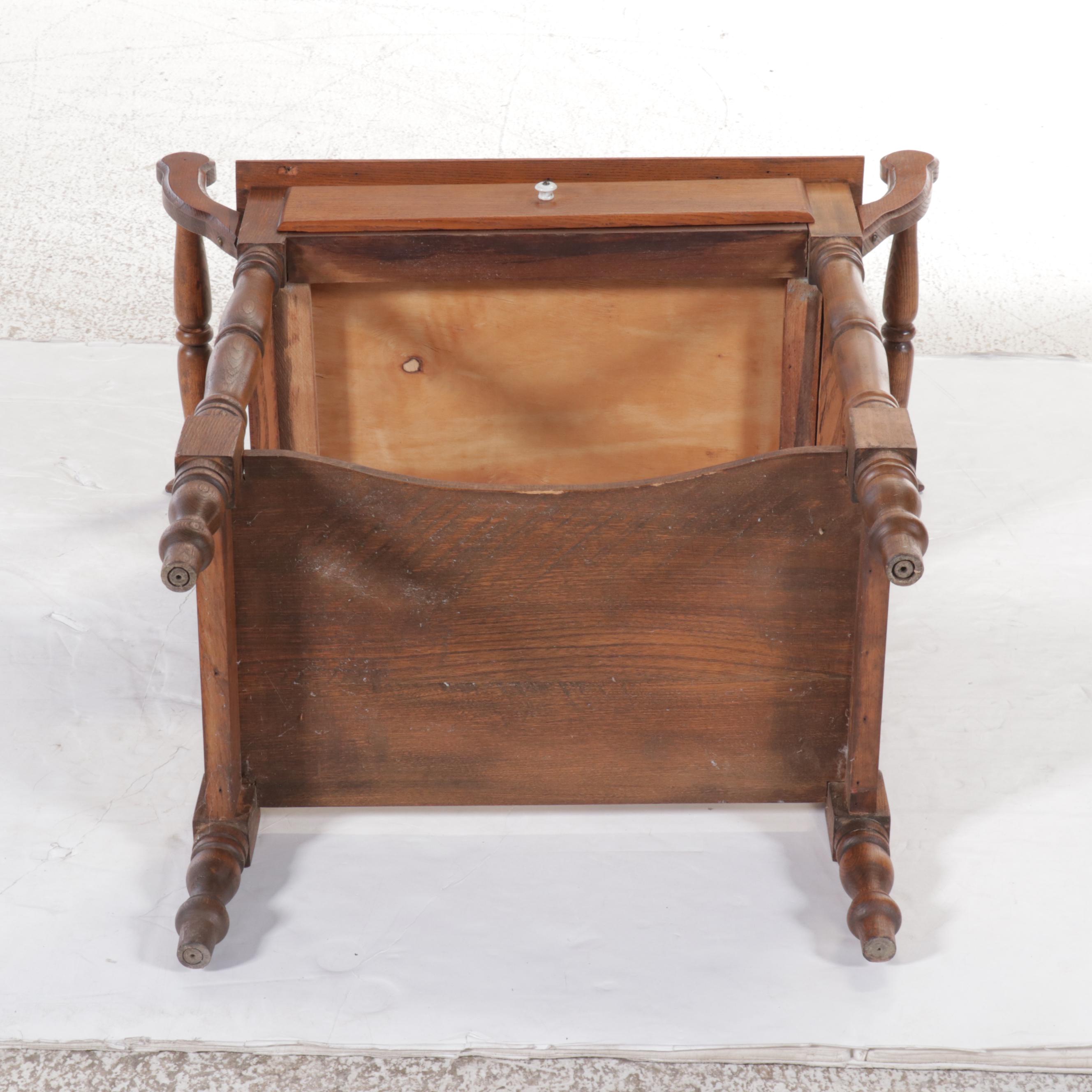 Single-Drawer Oak Washstand