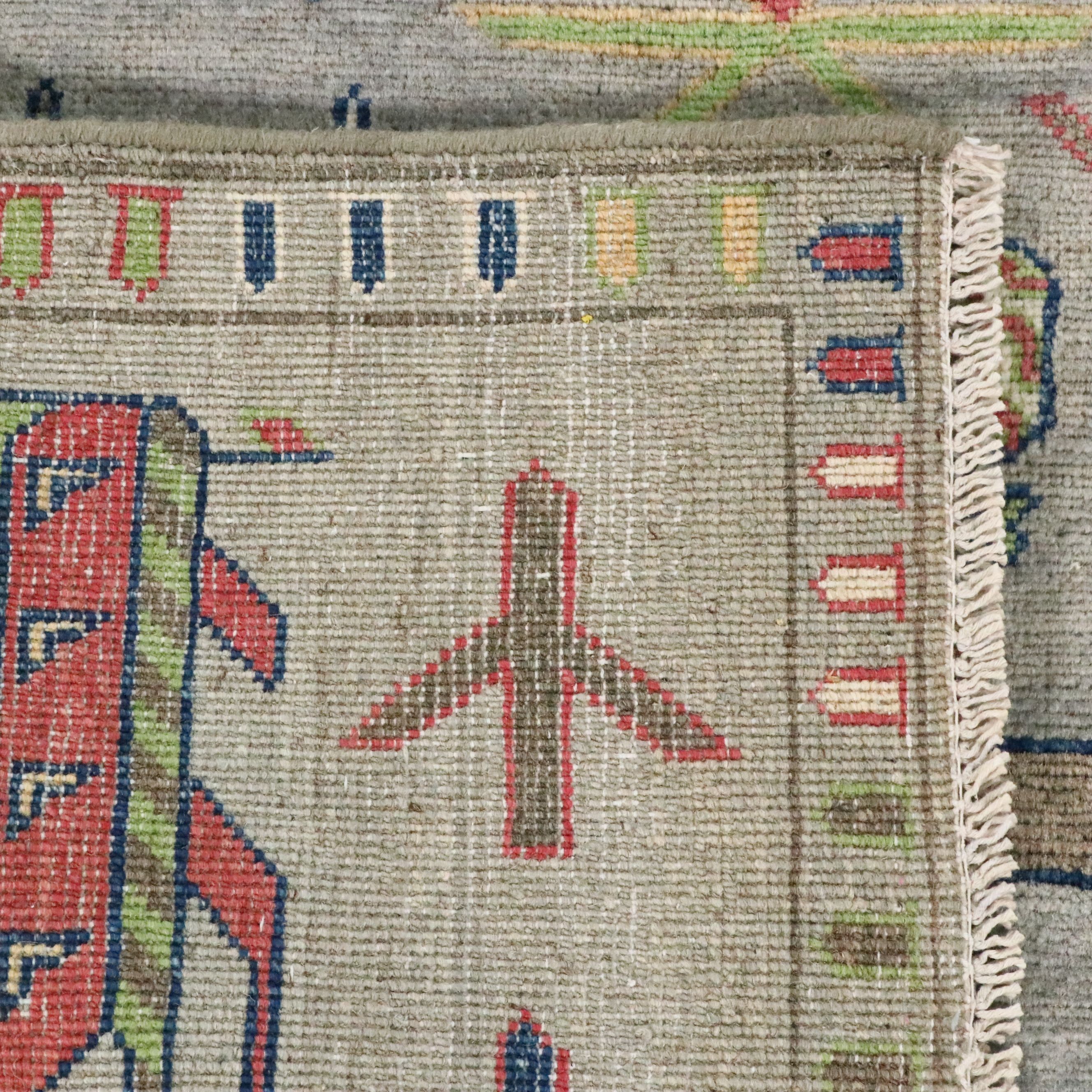 3' x 4'10 Hand-Knotted Afghan Pictorial War Accent Rug