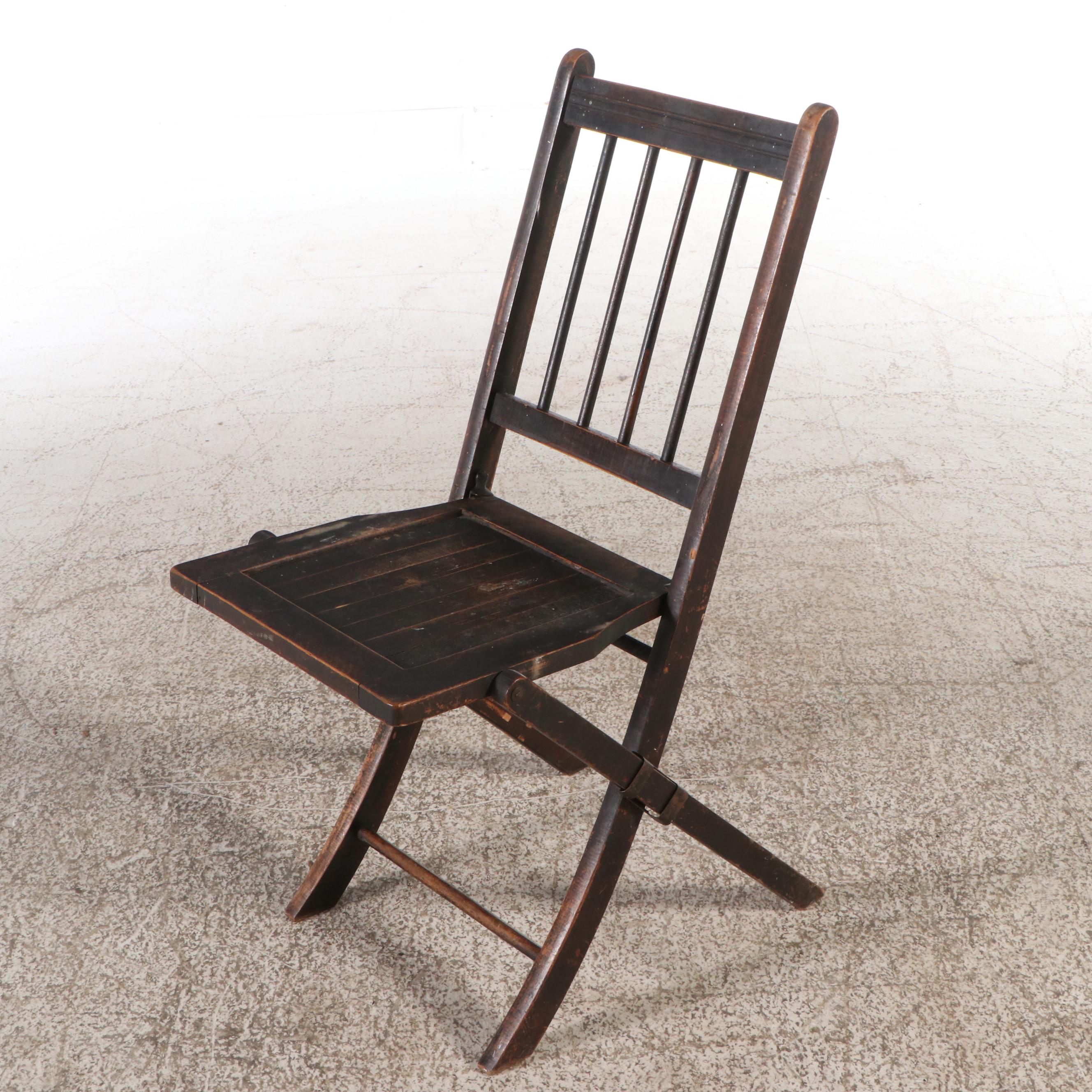 Set of Four Vintage Painted Wood Folding Chairs