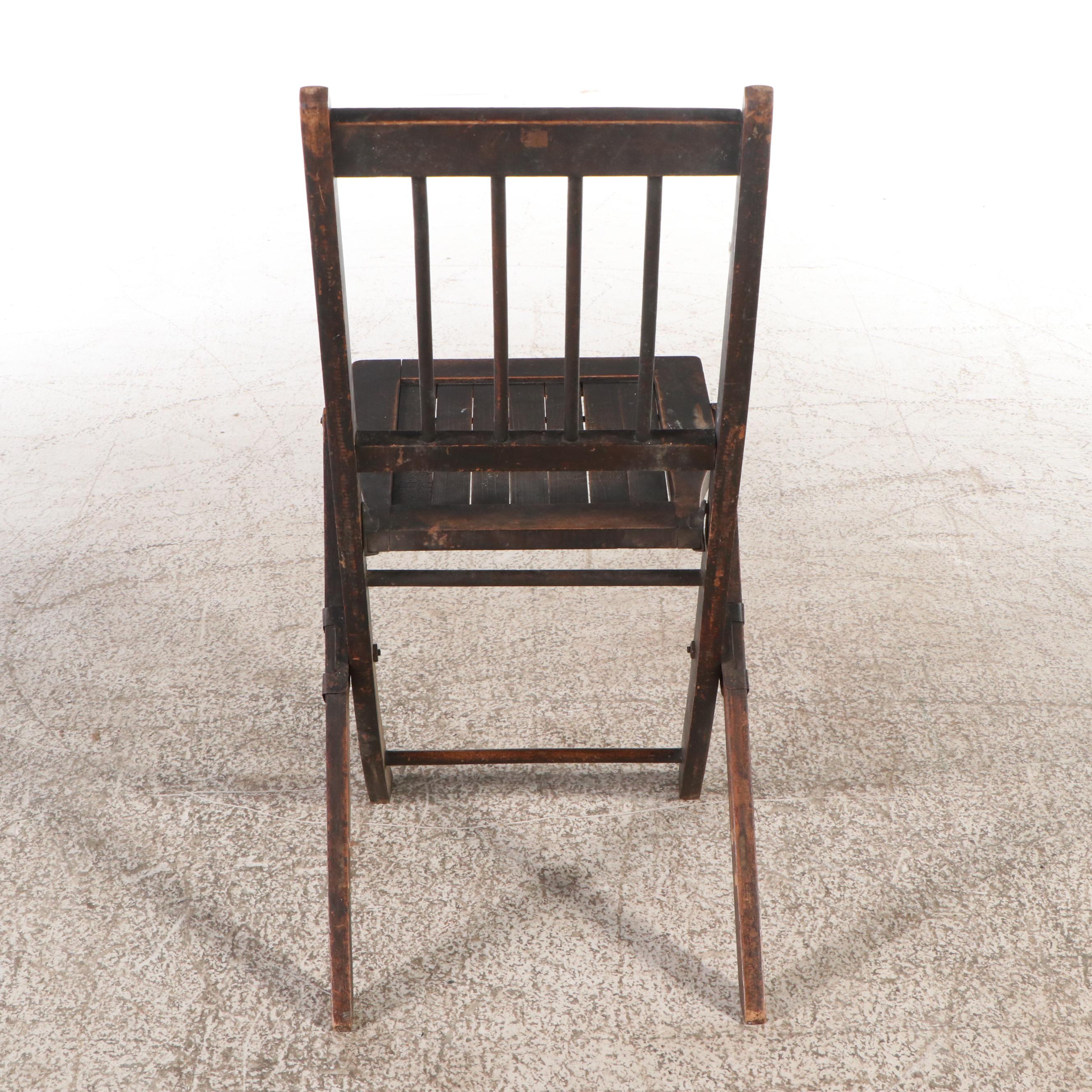 Set of Four Vintage Painted Wood Folding Chairs