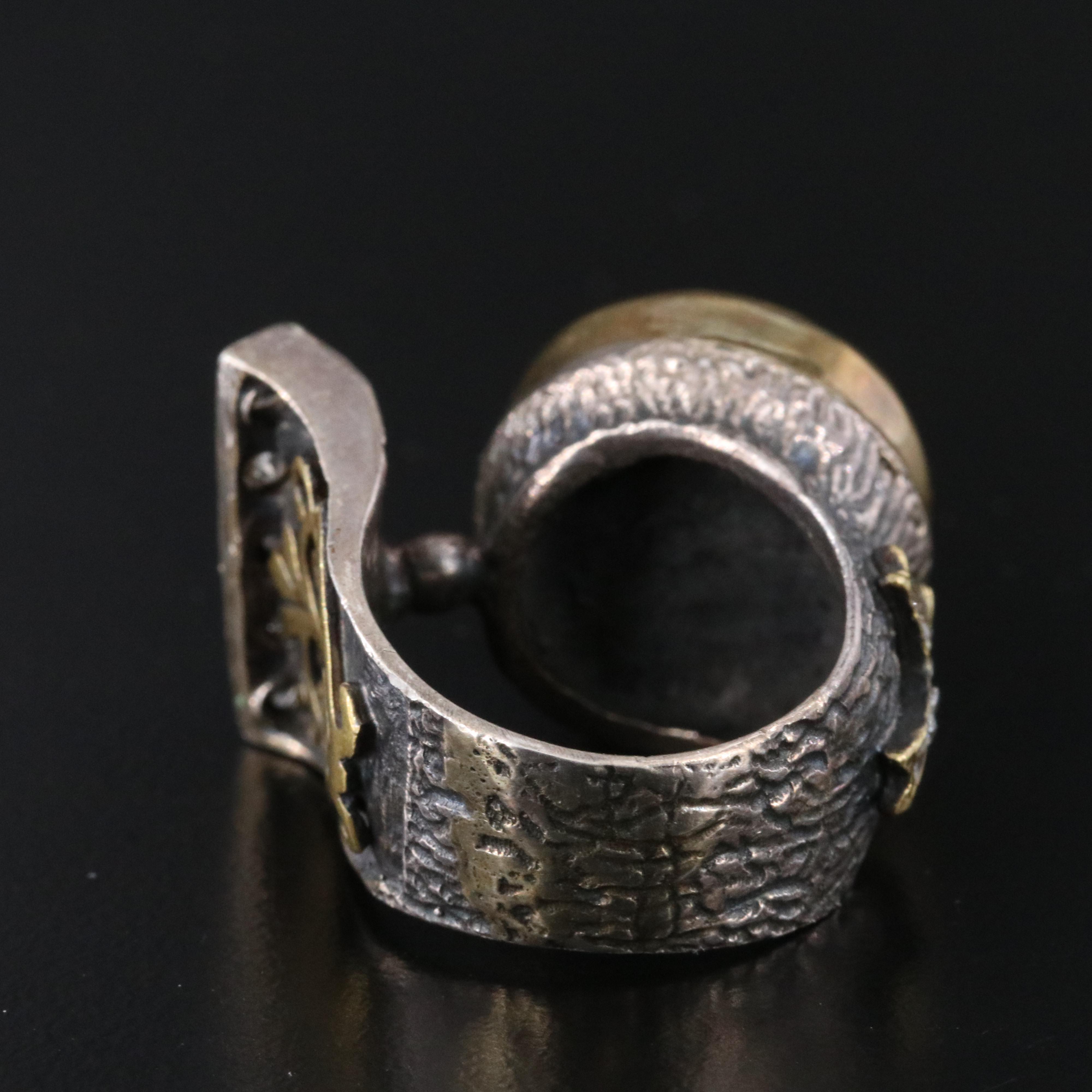 Sterling Glass Crystal and CZ Asymmetrical Ring