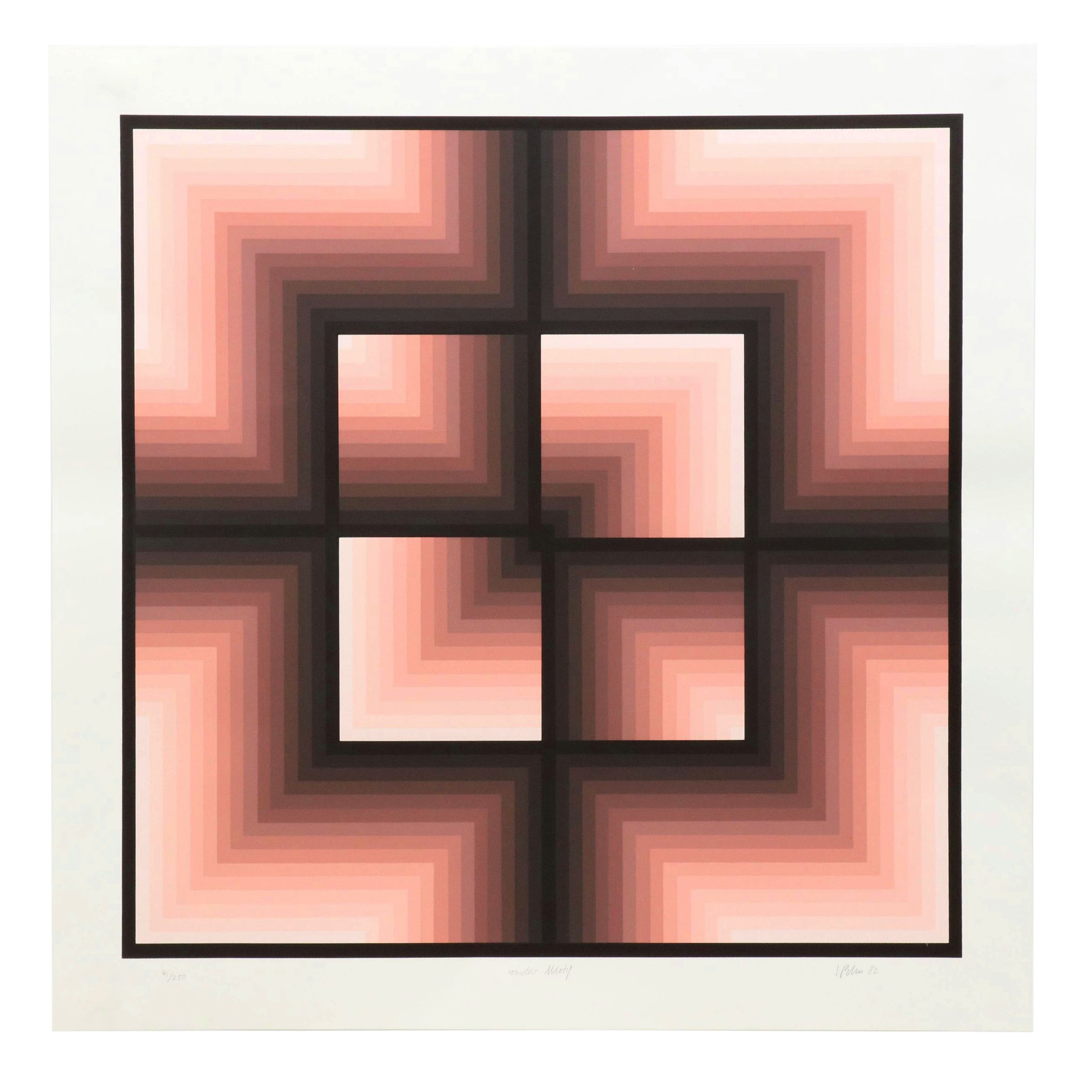 Jürgen Peters Op Art Serigraph "Window Motif," 1982