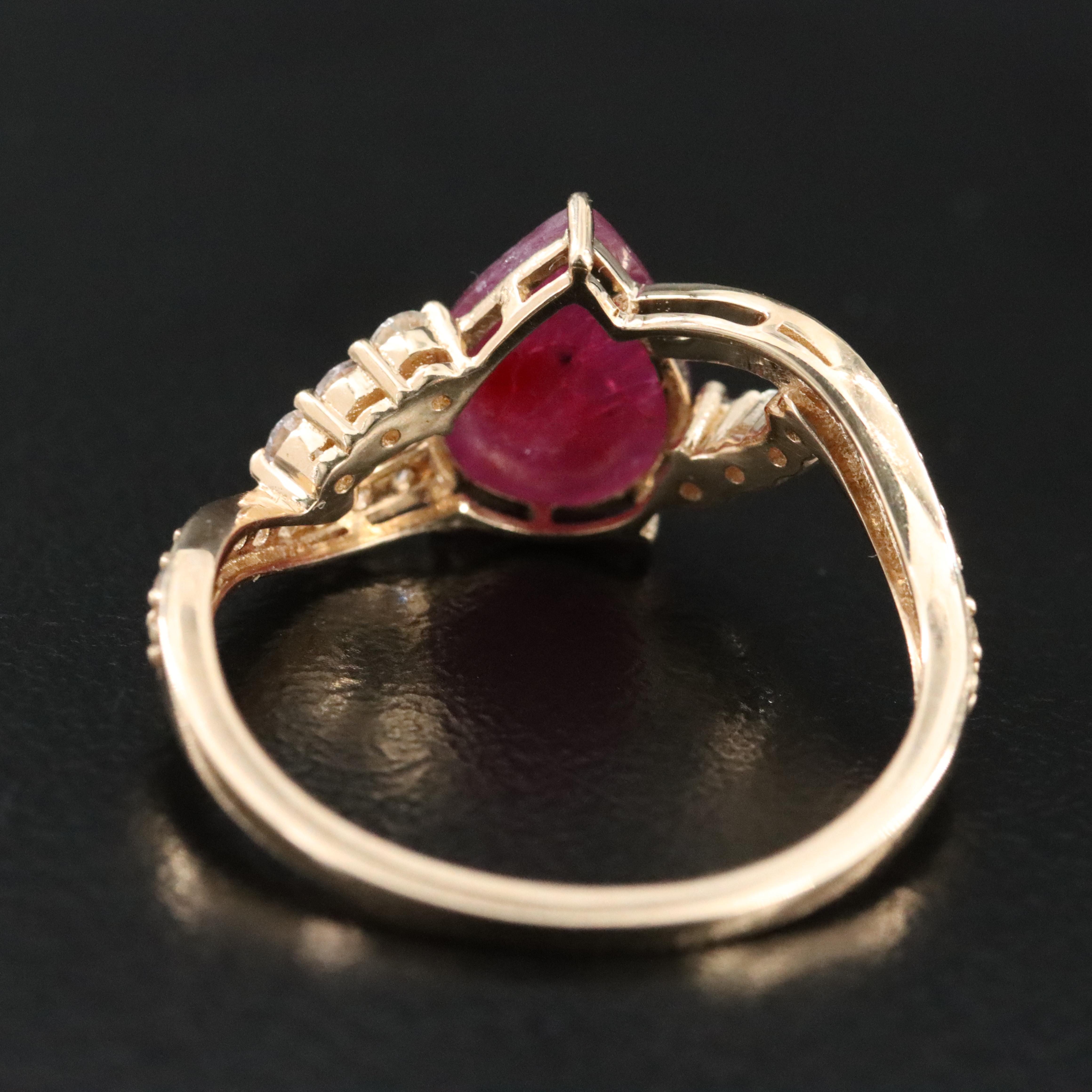 14K Filled Corundum and White Sapphire Ring