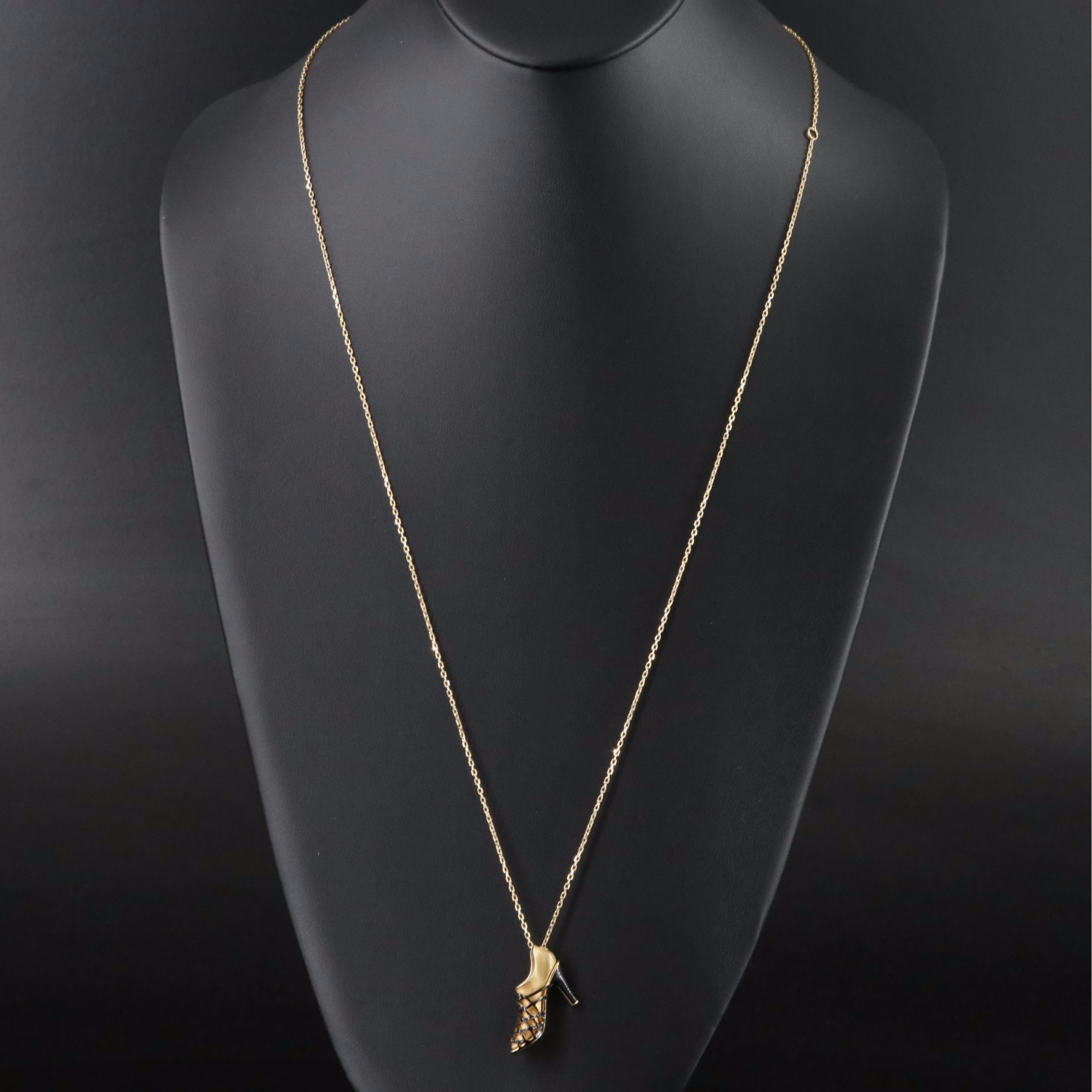 Salvatore Ferragamo Kimo 1951 18K Enamel High Heel Shoe Necklace