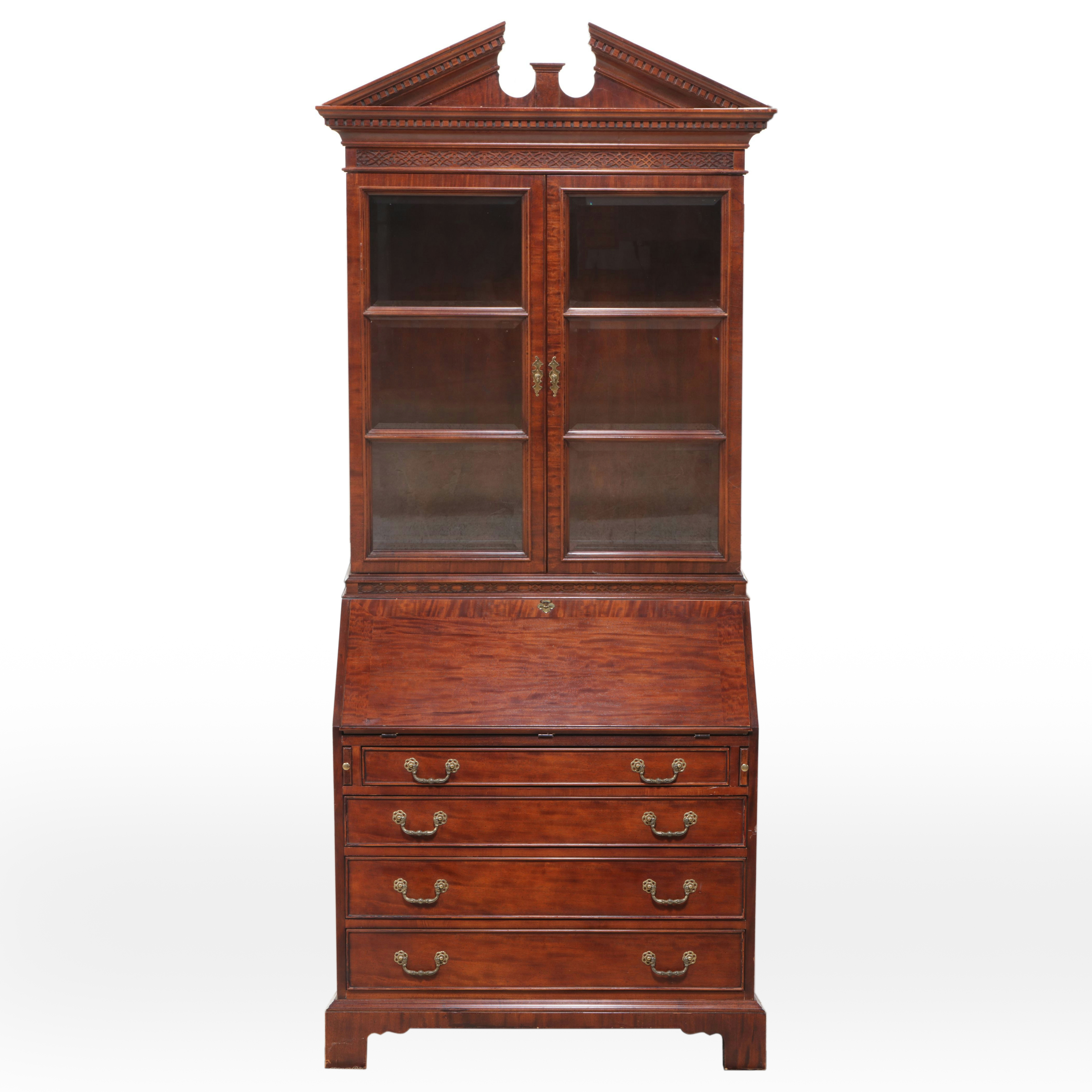 Century Furniture Federal Style Mahogany Secretary Desk with Hutch