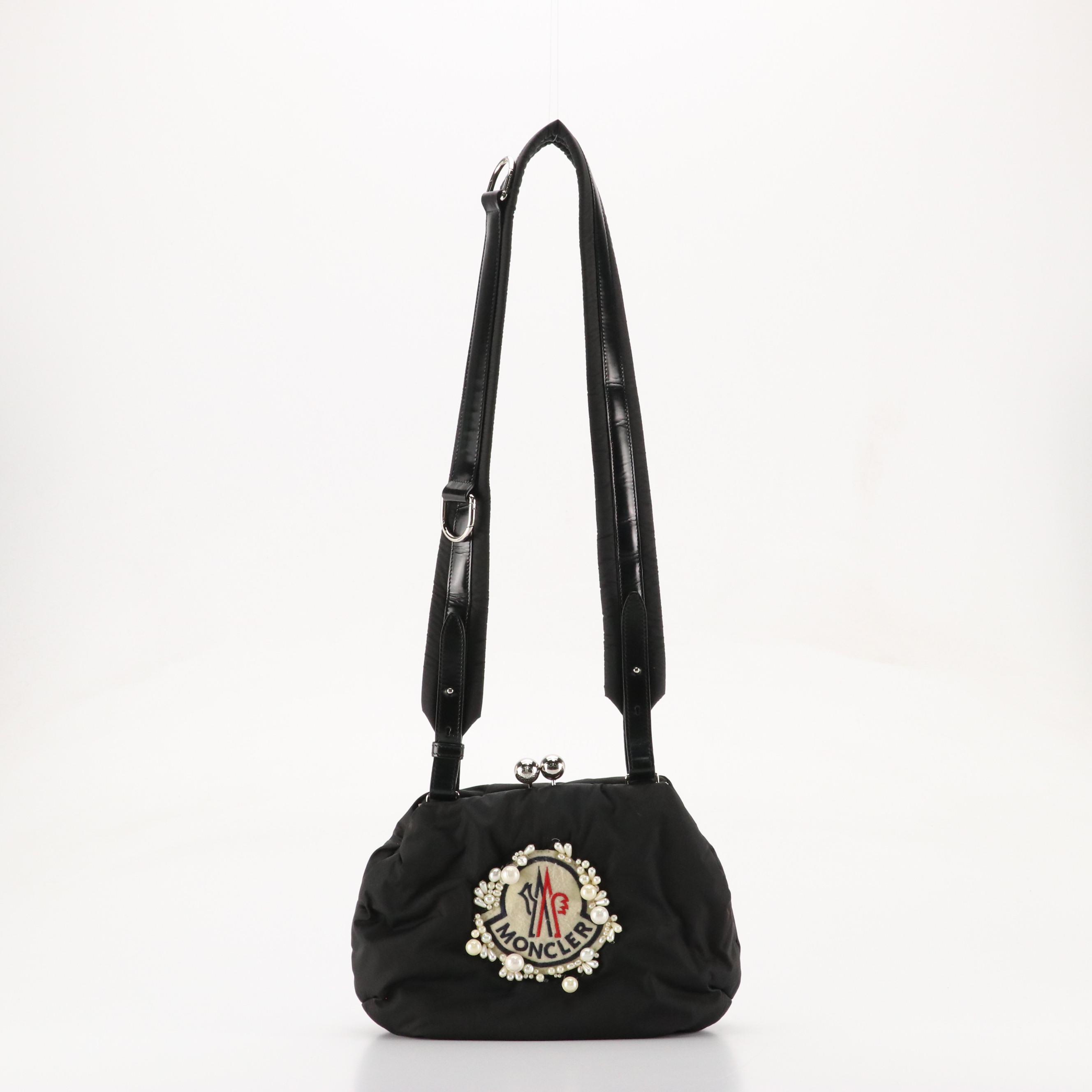 Moncler x Simone Rocha Embellished Crossbody Frame Bag in Black Nylon & Leather