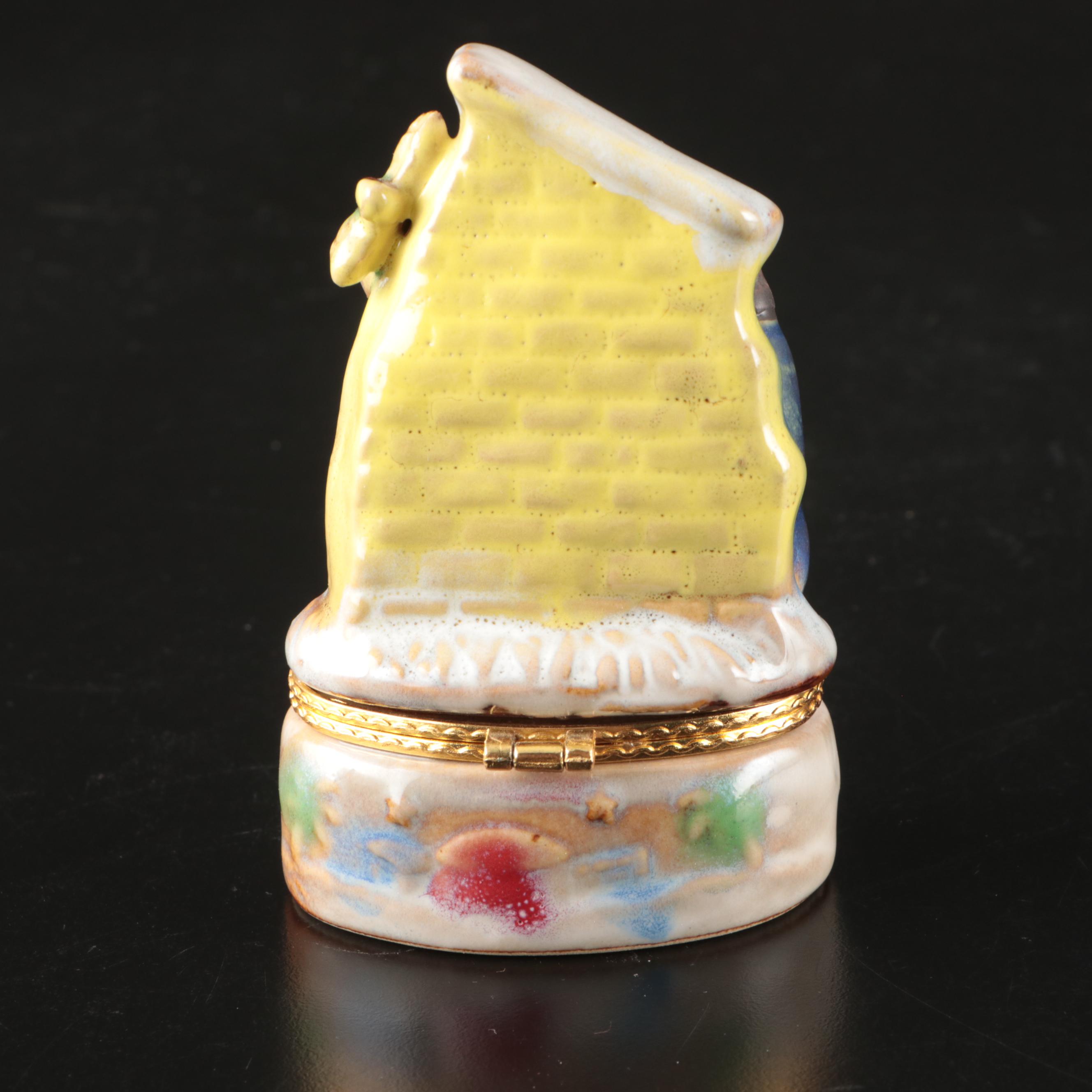 Herend Porcelain Guardian Angel Figurine with Nativity Trinket Box