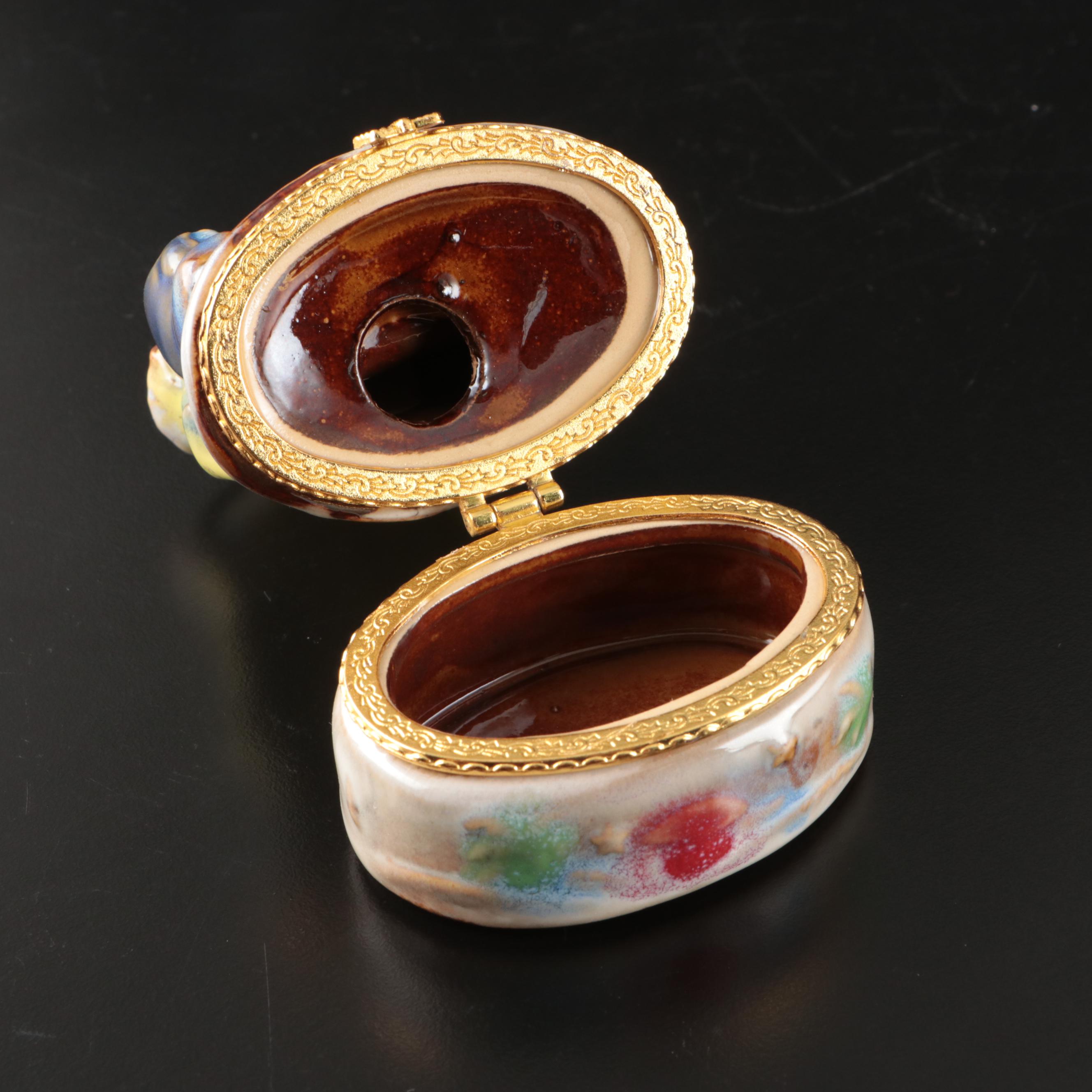 Herend Porcelain Guardian Angel Figurine with Nativity Trinket Box