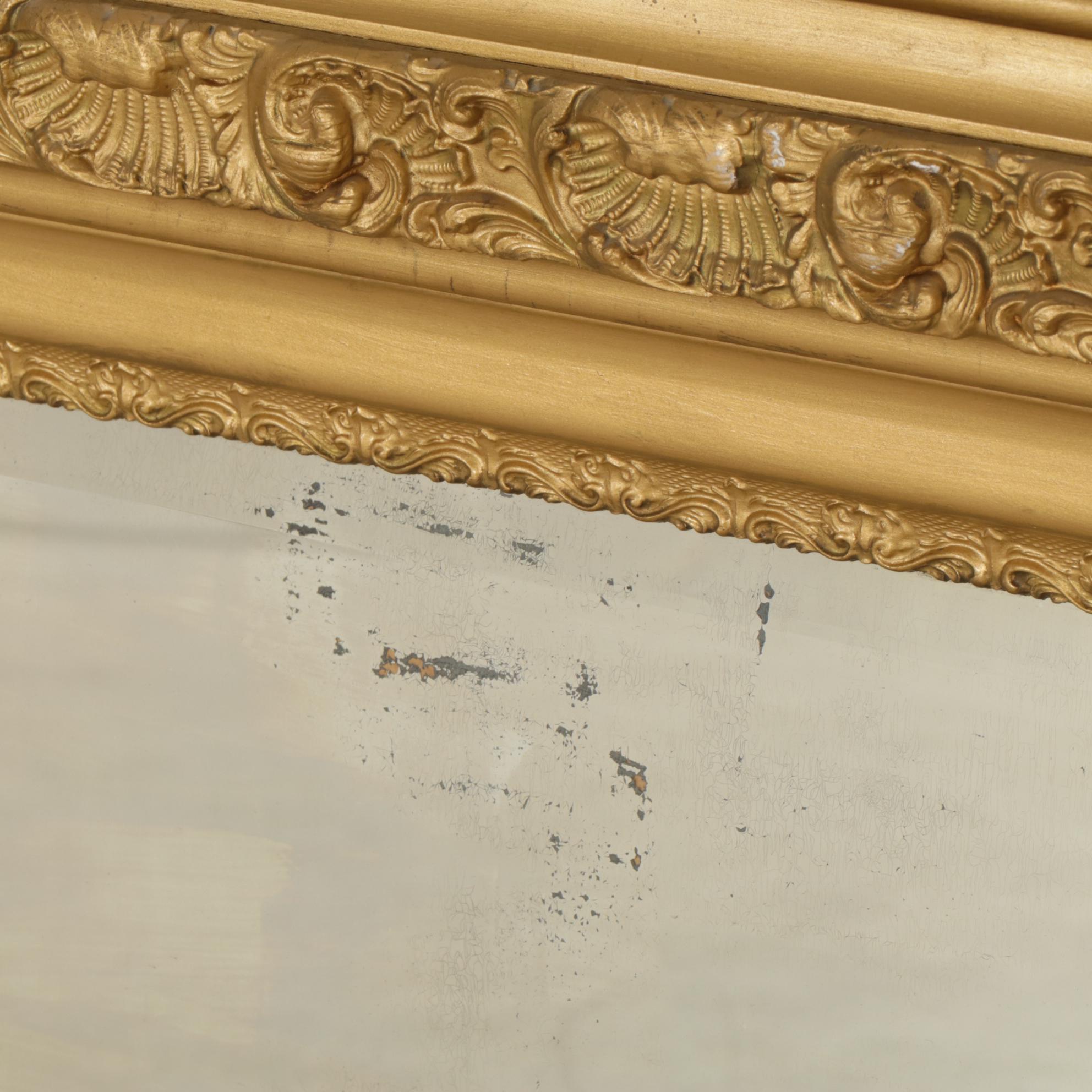 Rococo Style Gold-Toned Rectangular Wall Mirror