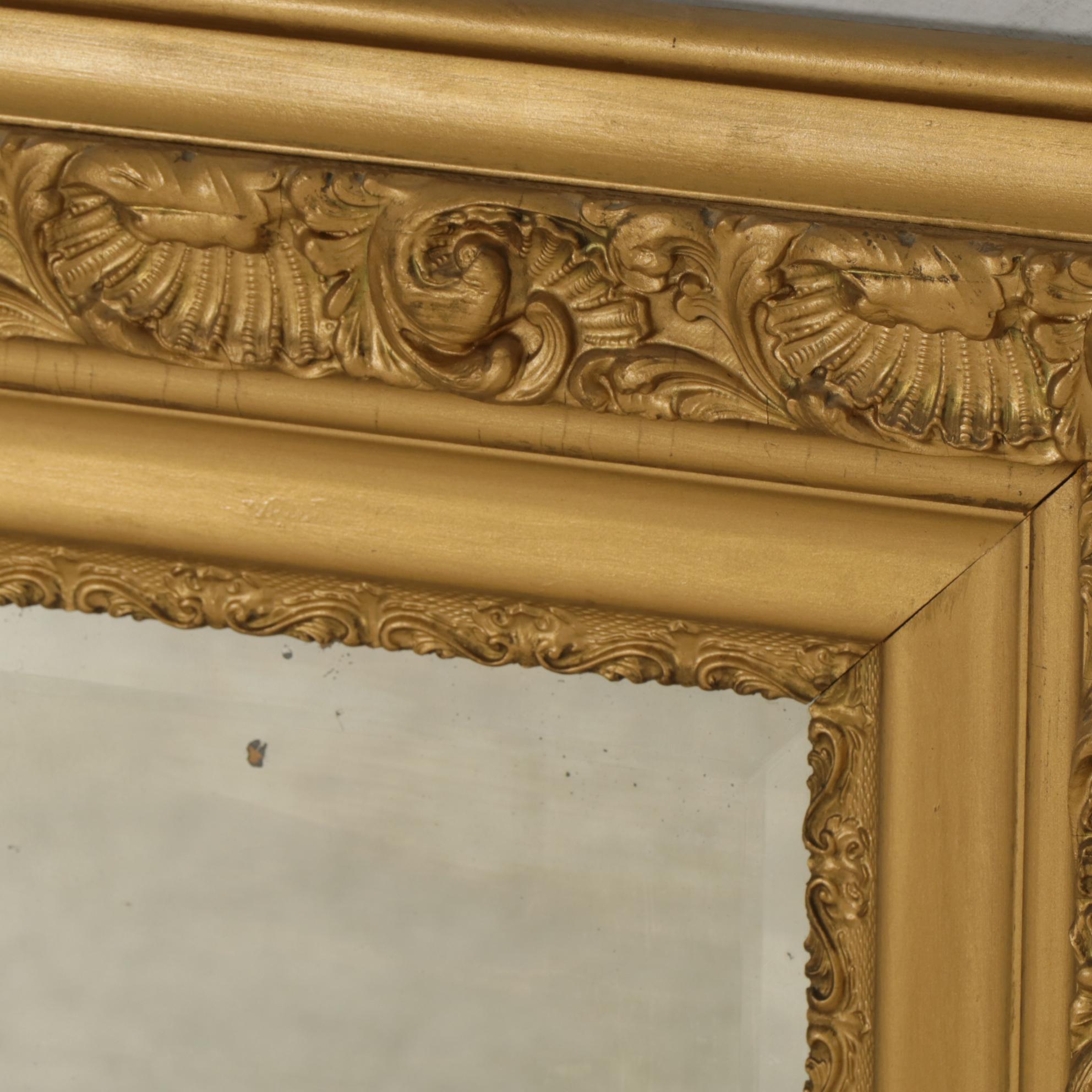 Rococo Style Gold-Toned Rectangular Wall Mirror