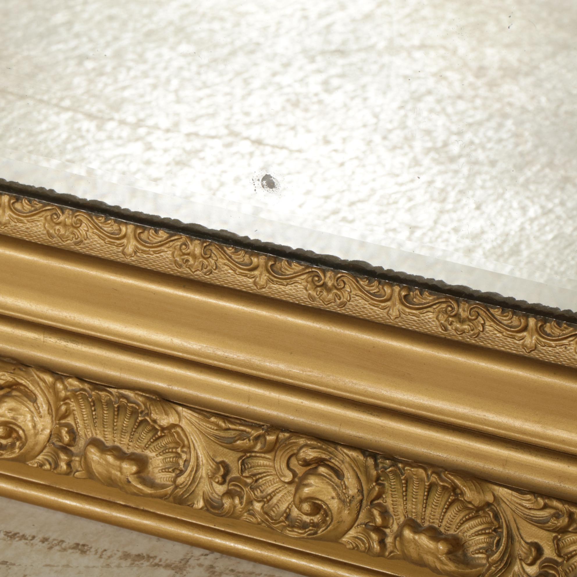 Rococo Style Gold-Toned Rectangular Wall Mirror