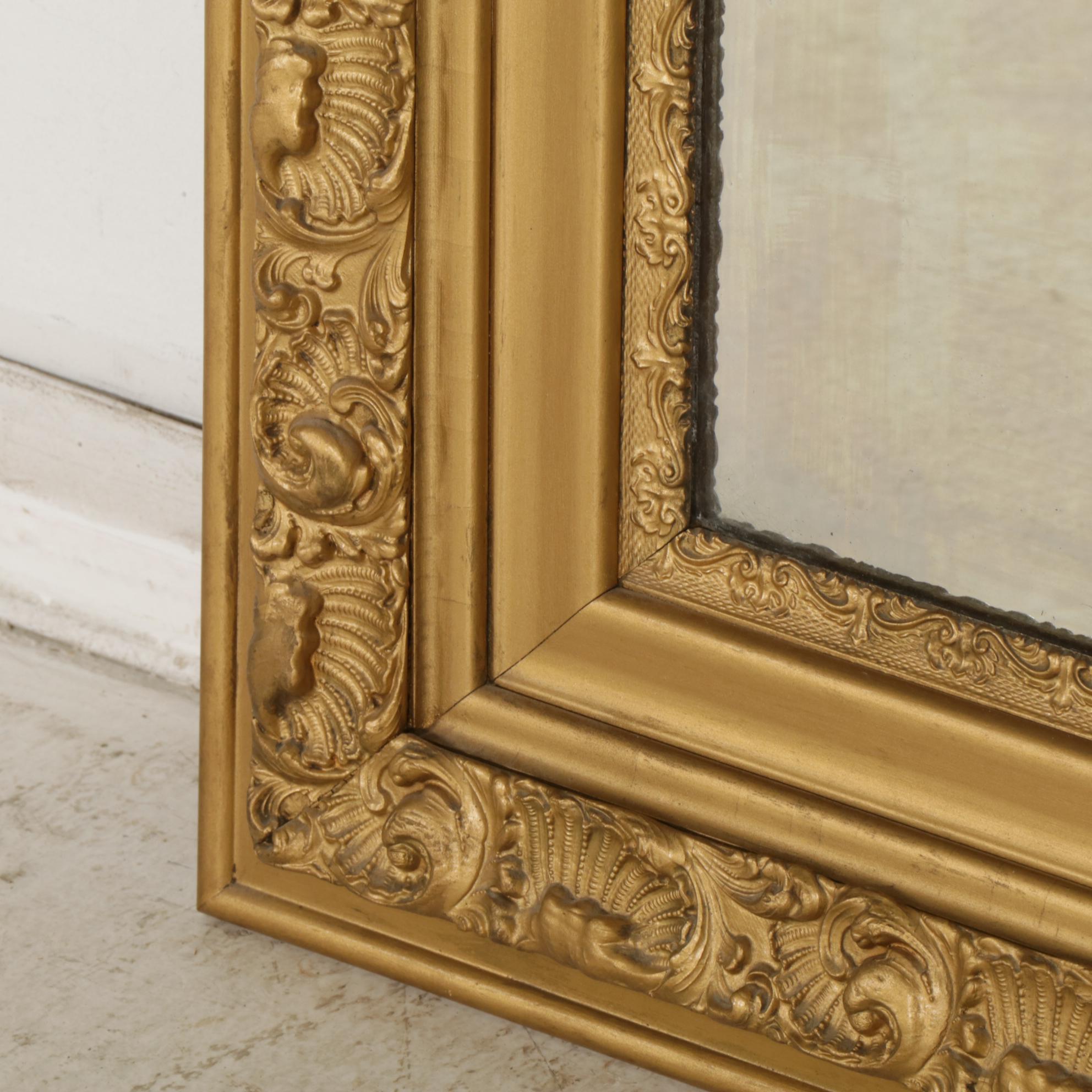 Rococo Style Gold-Toned Rectangular Wall Mirror