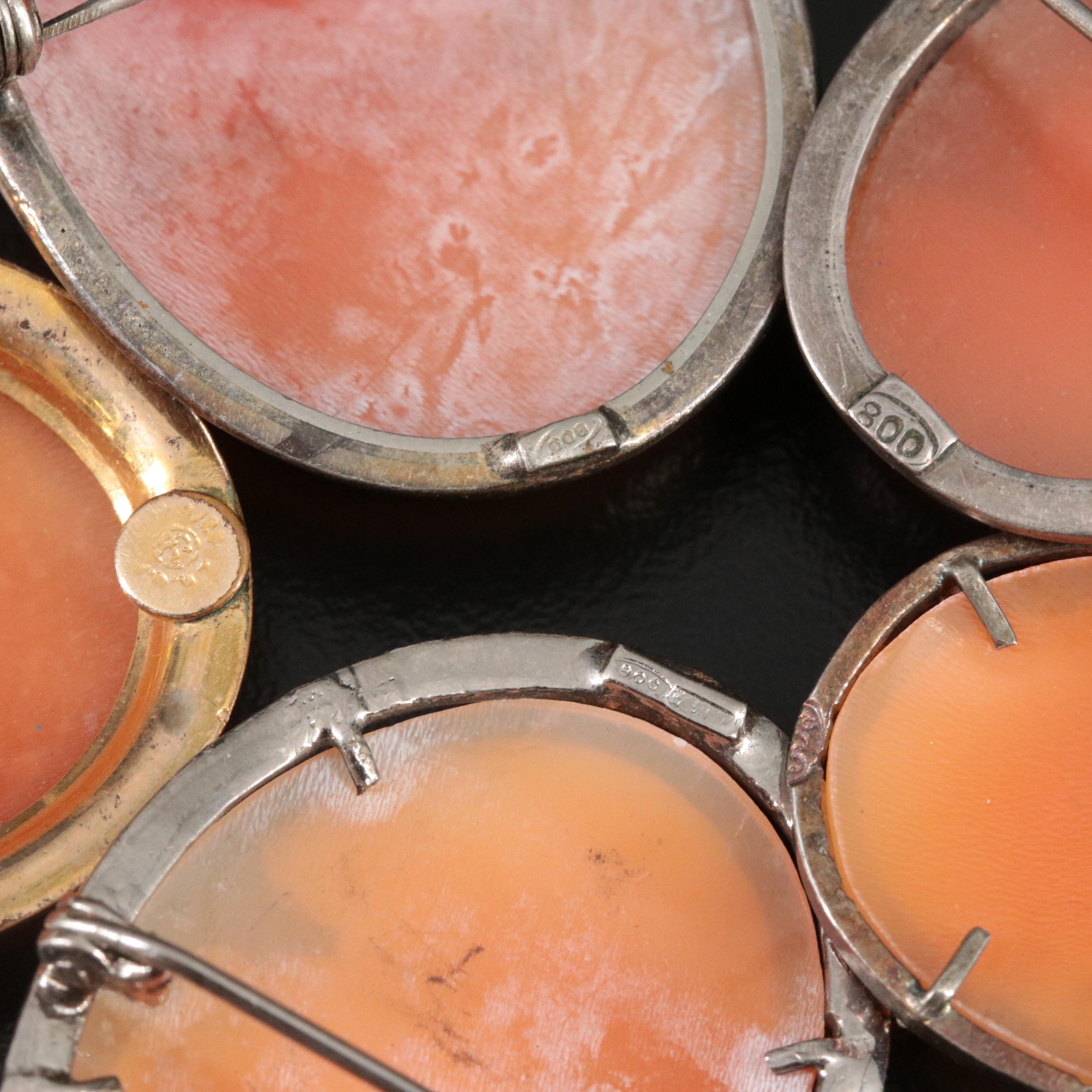 Vintage Shell Cameo Brooch and Converter Brooch  Collection