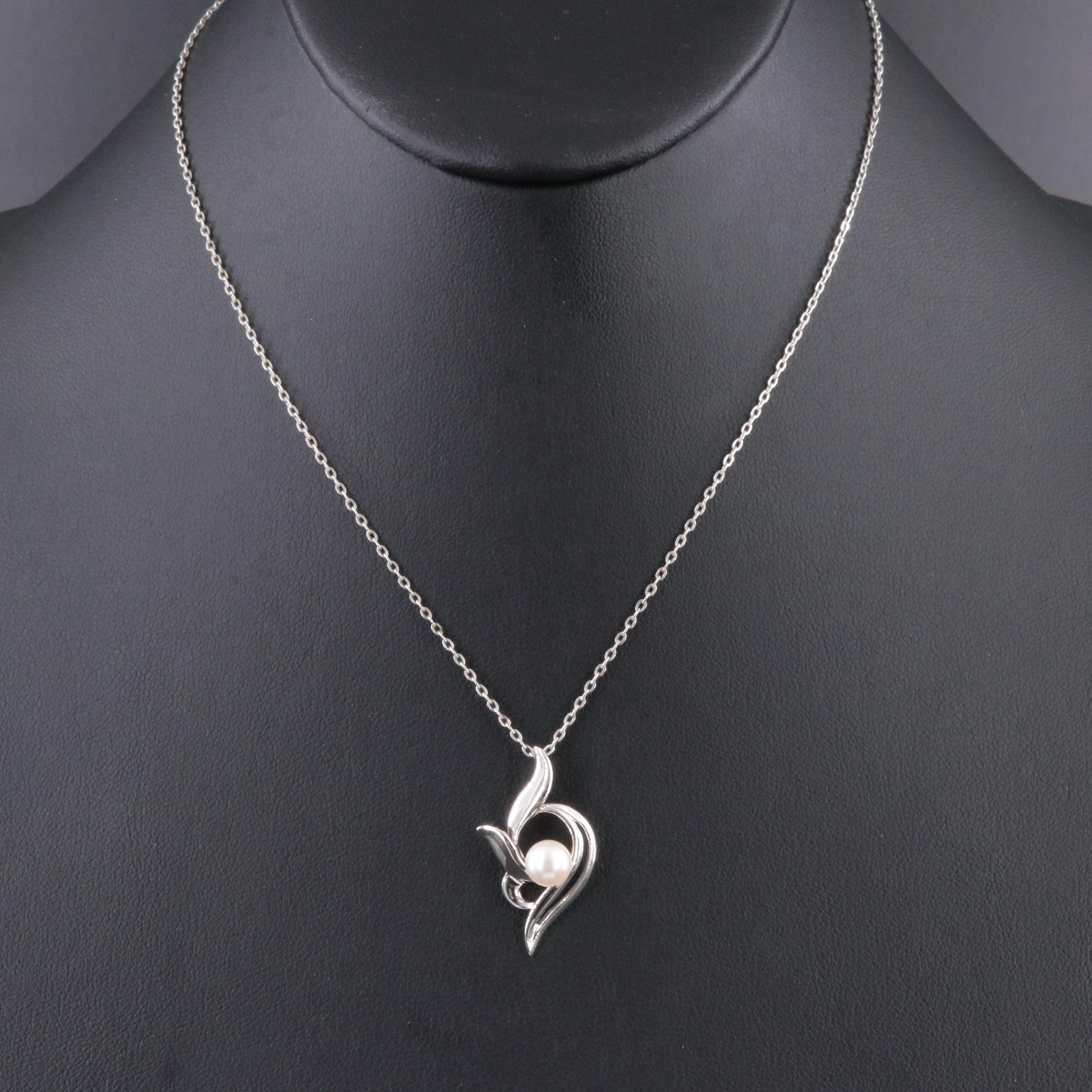Mikimoto Sterling Pearl Pendant Necklace