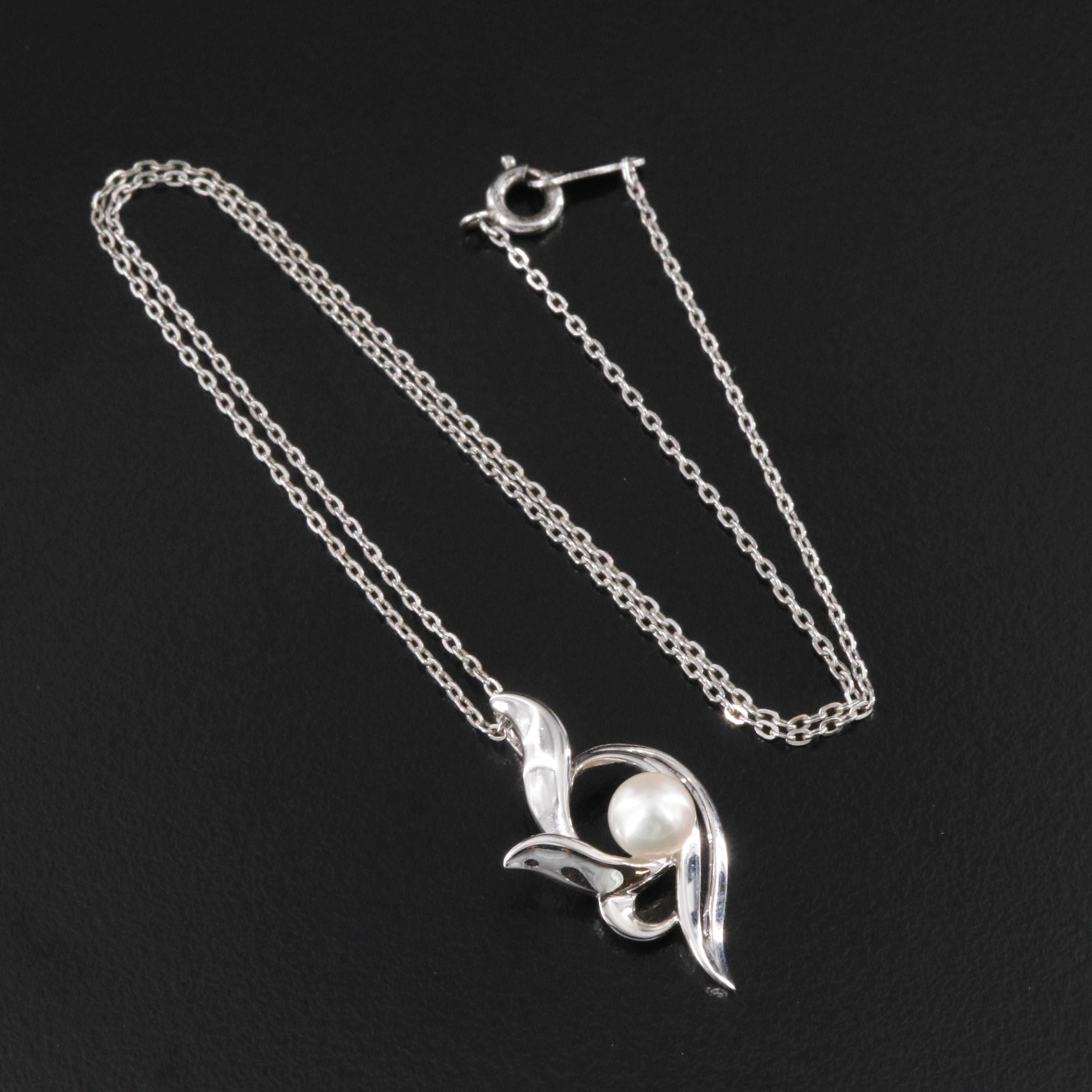 Mikimoto Sterling Pearl Pendant Necklace