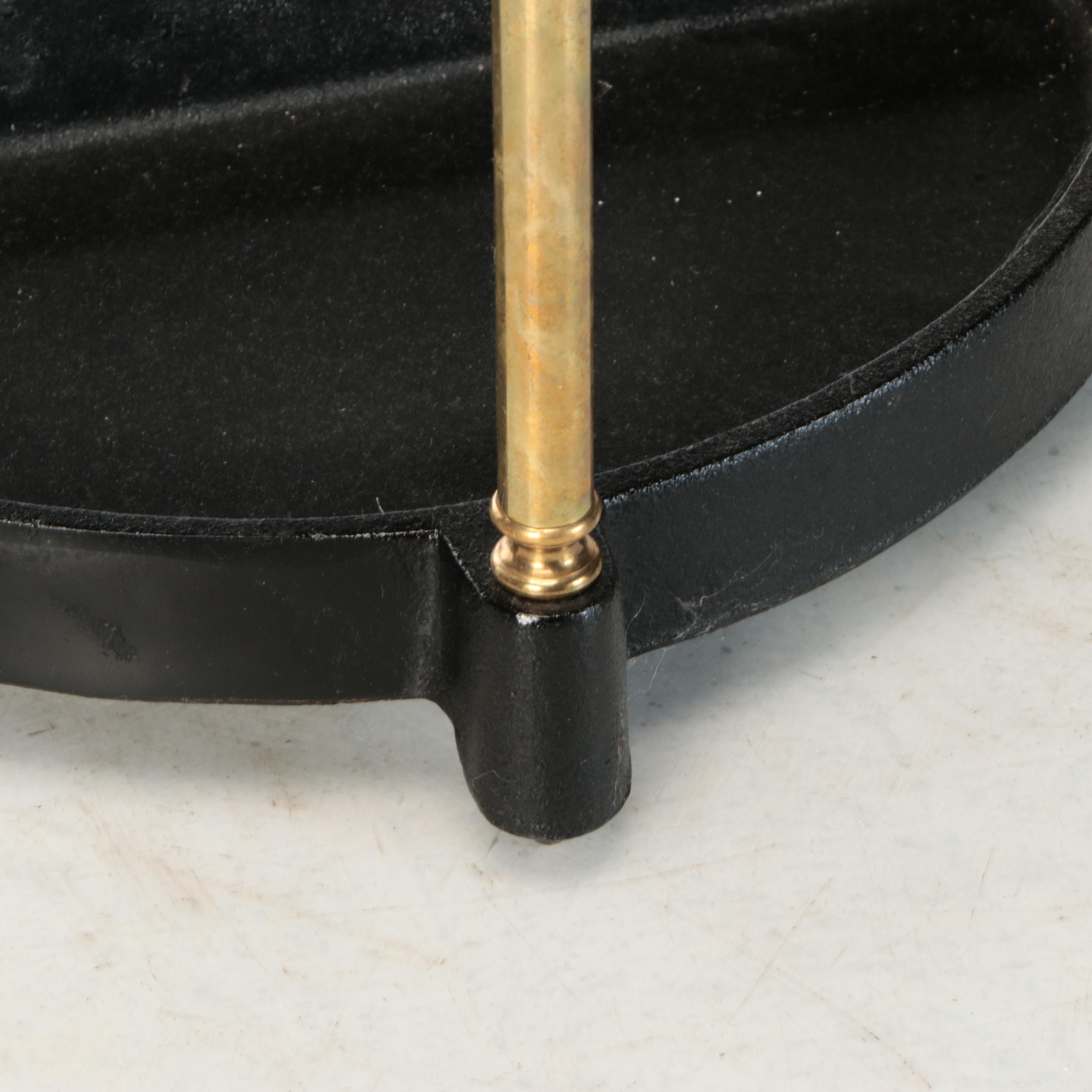 Brass and Cast Iron Umbrella Stand with Ralph Lauren, Totes, and More Umbrellas