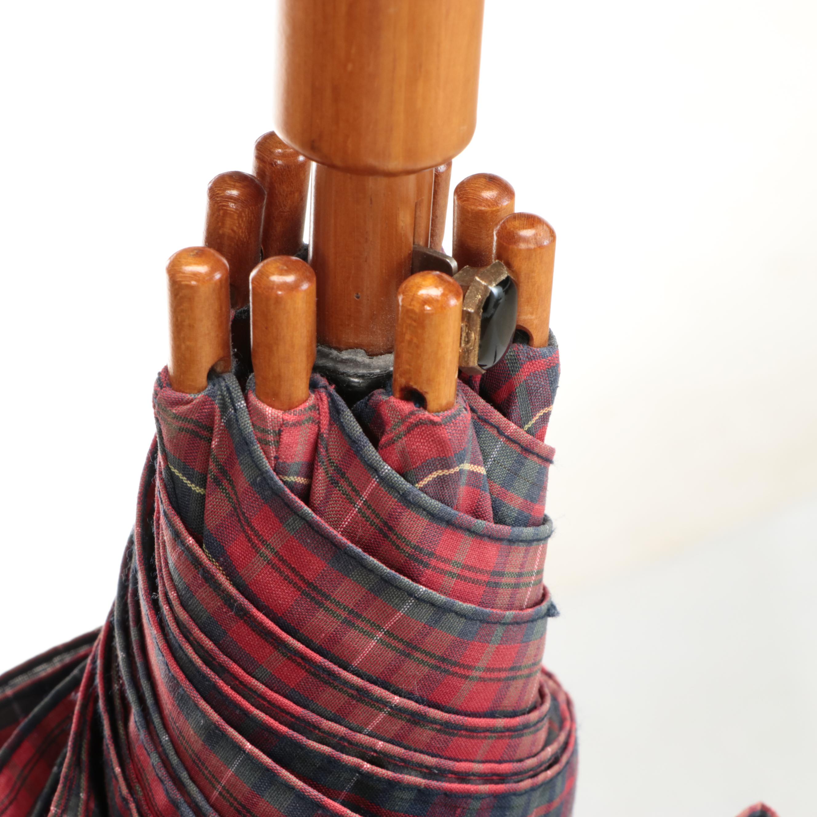 Brass and Cast Iron Umbrella Stand with Ralph Lauren, Totes, and More Umbrellas