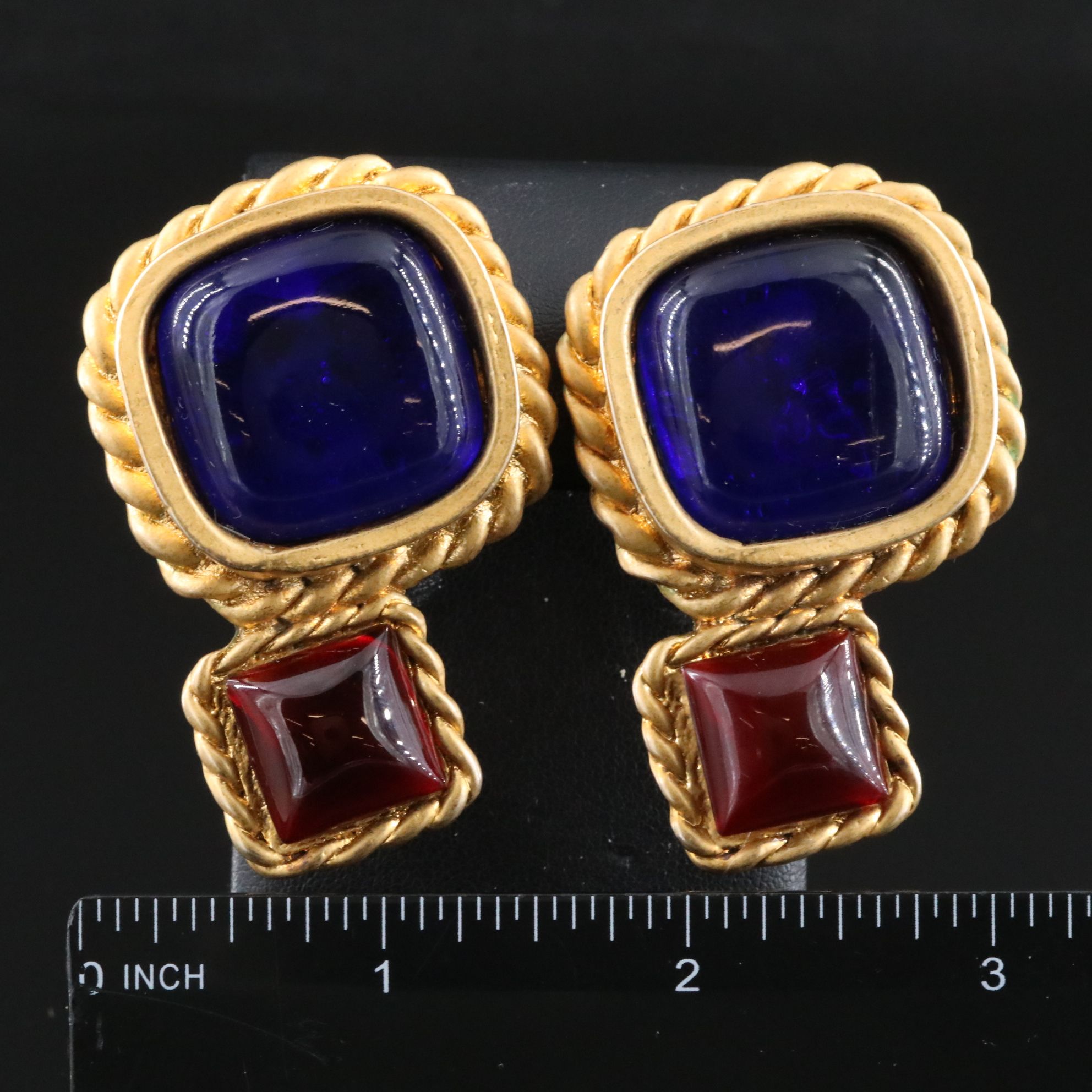 Chanel Gripoix Glass Large Clip Earrings 1987