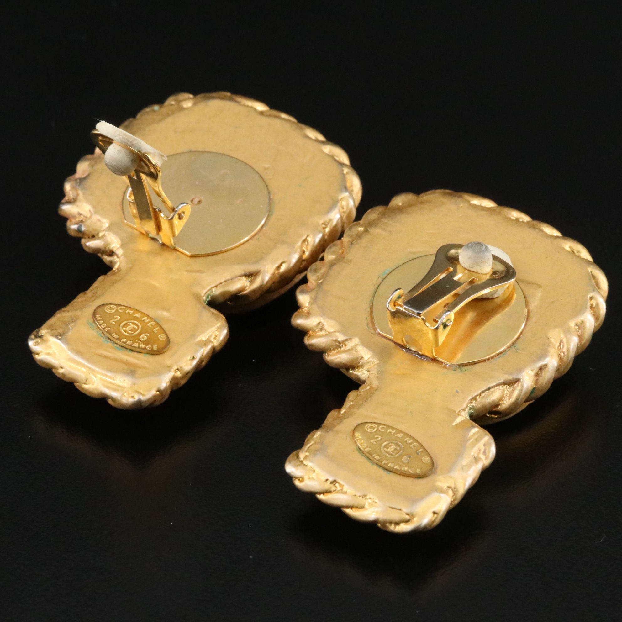 Chanel Gripoix Glass Large Clip Earrings 1987