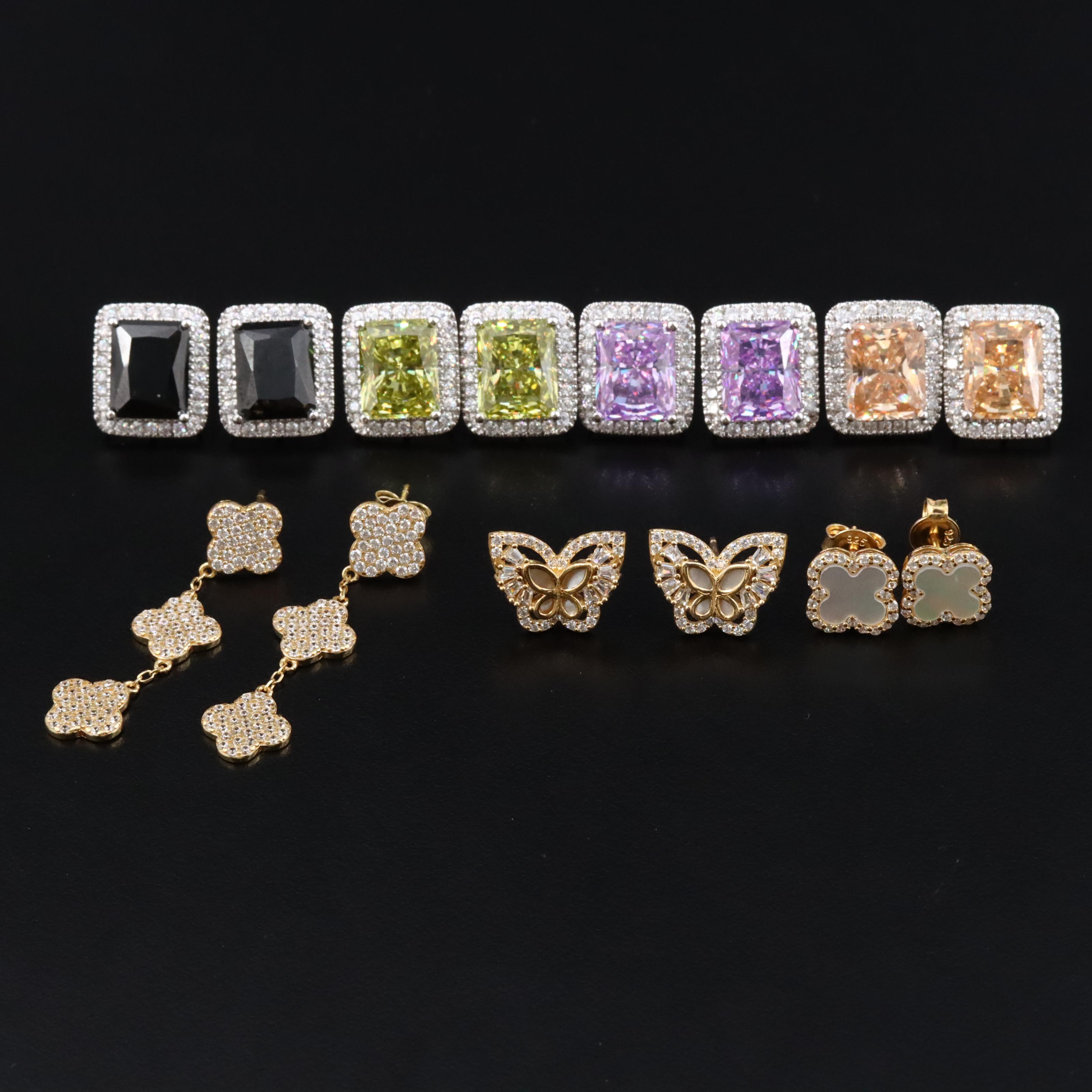 Sterling Mother-of-Pearl and CZ Earrings