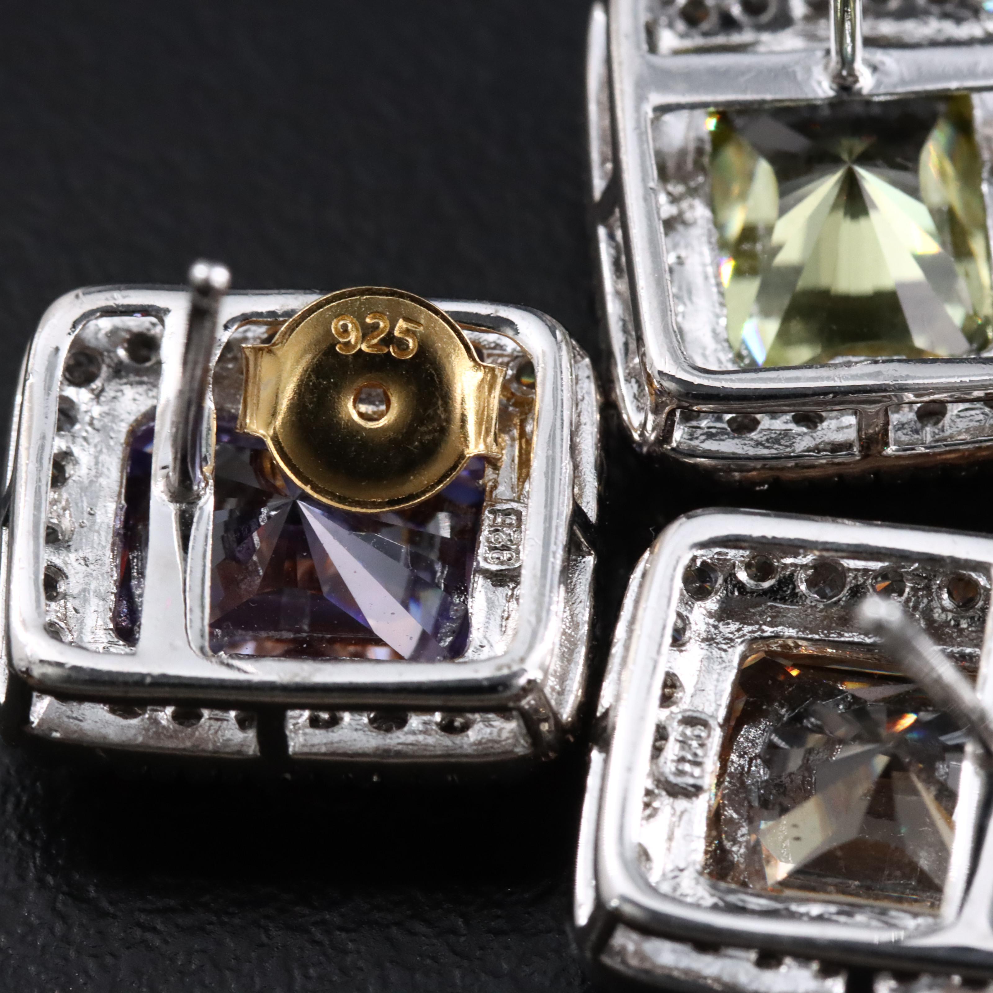 Sterling Mother-of-Pearl and CZ Earrings