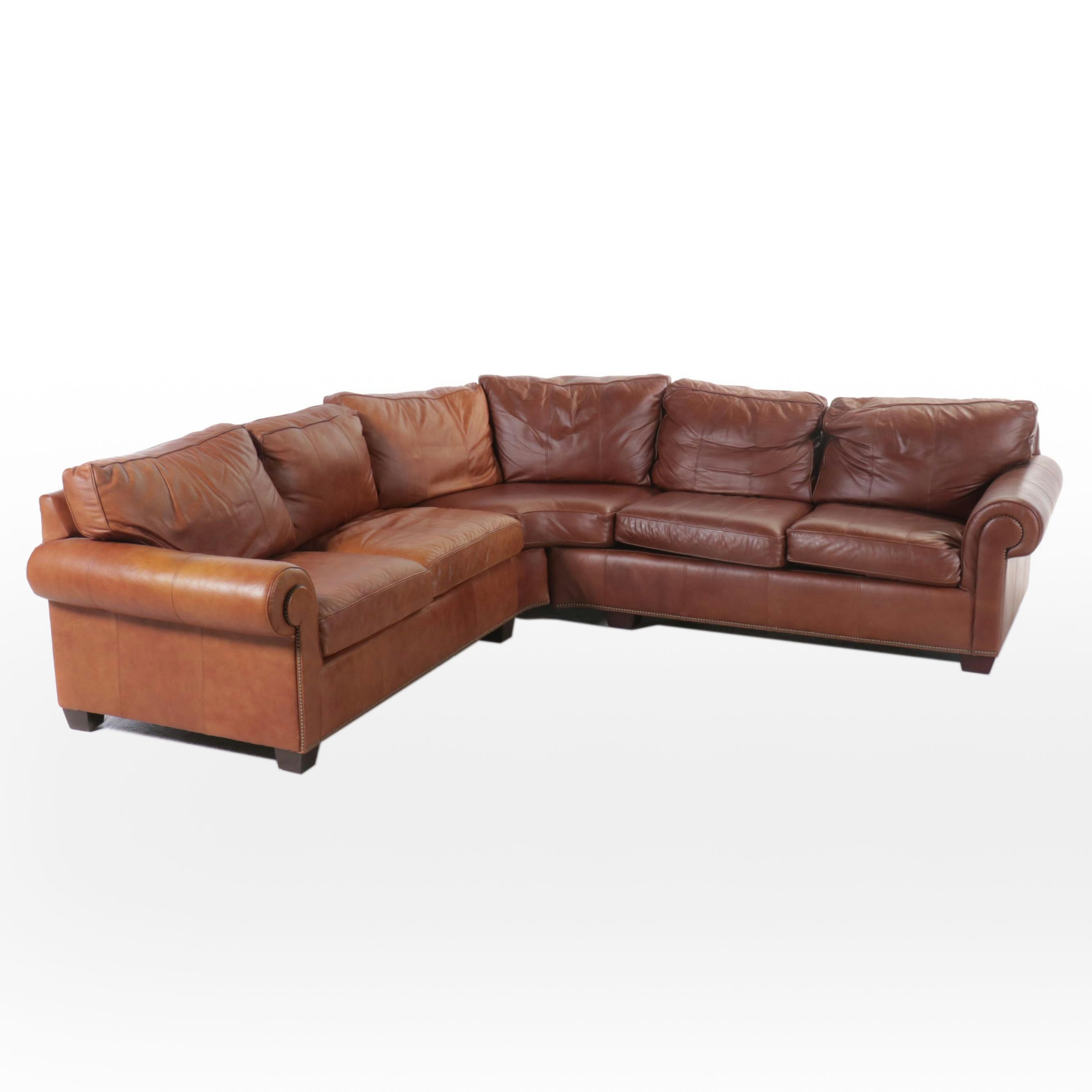 Bernhardt Contemporary Leather Upholstered L-Shaped Sectional Sofa