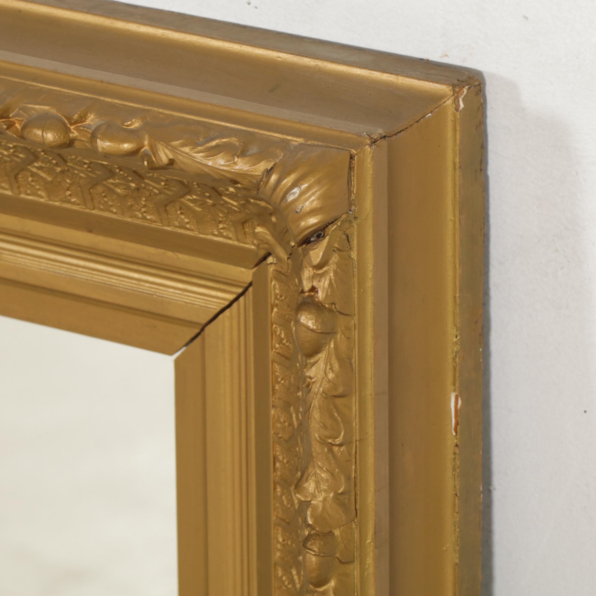 Arts and Crafts Gold-Toned Rectangular Wall Mirror, Early 20th Century