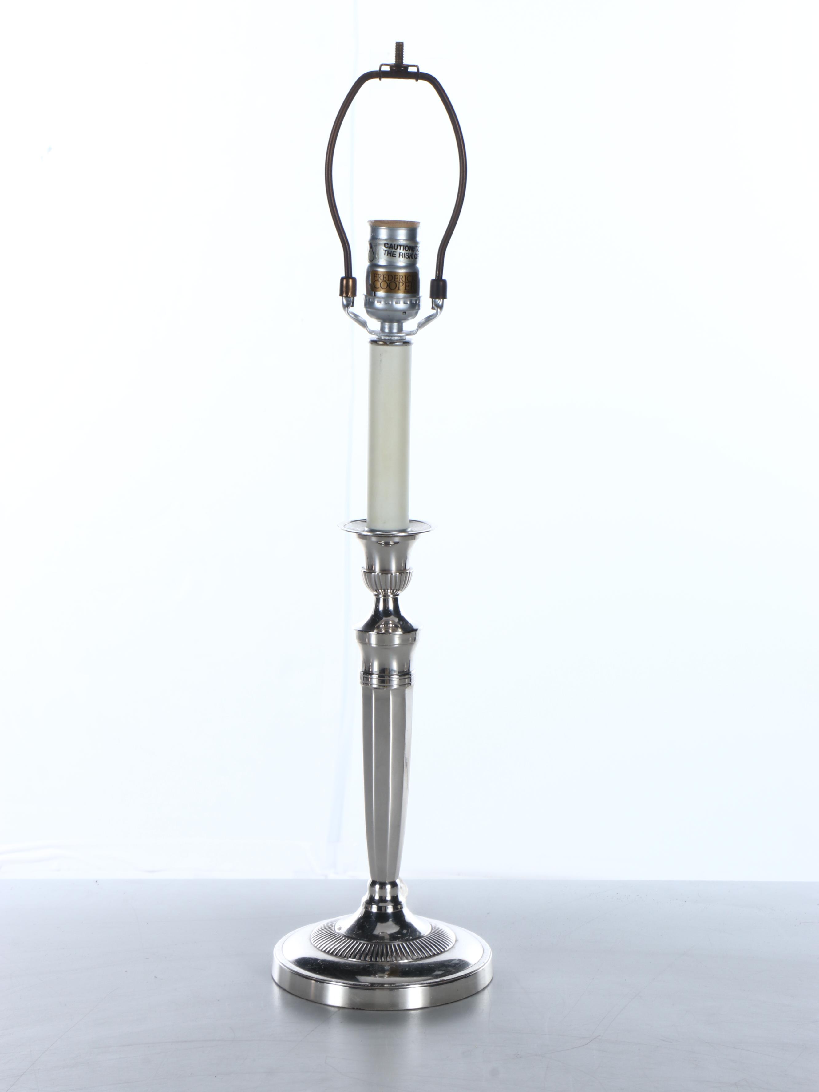 Paul Revere Silver Plate Bowl and Other Silver Plate Serveware with Metal Lamp