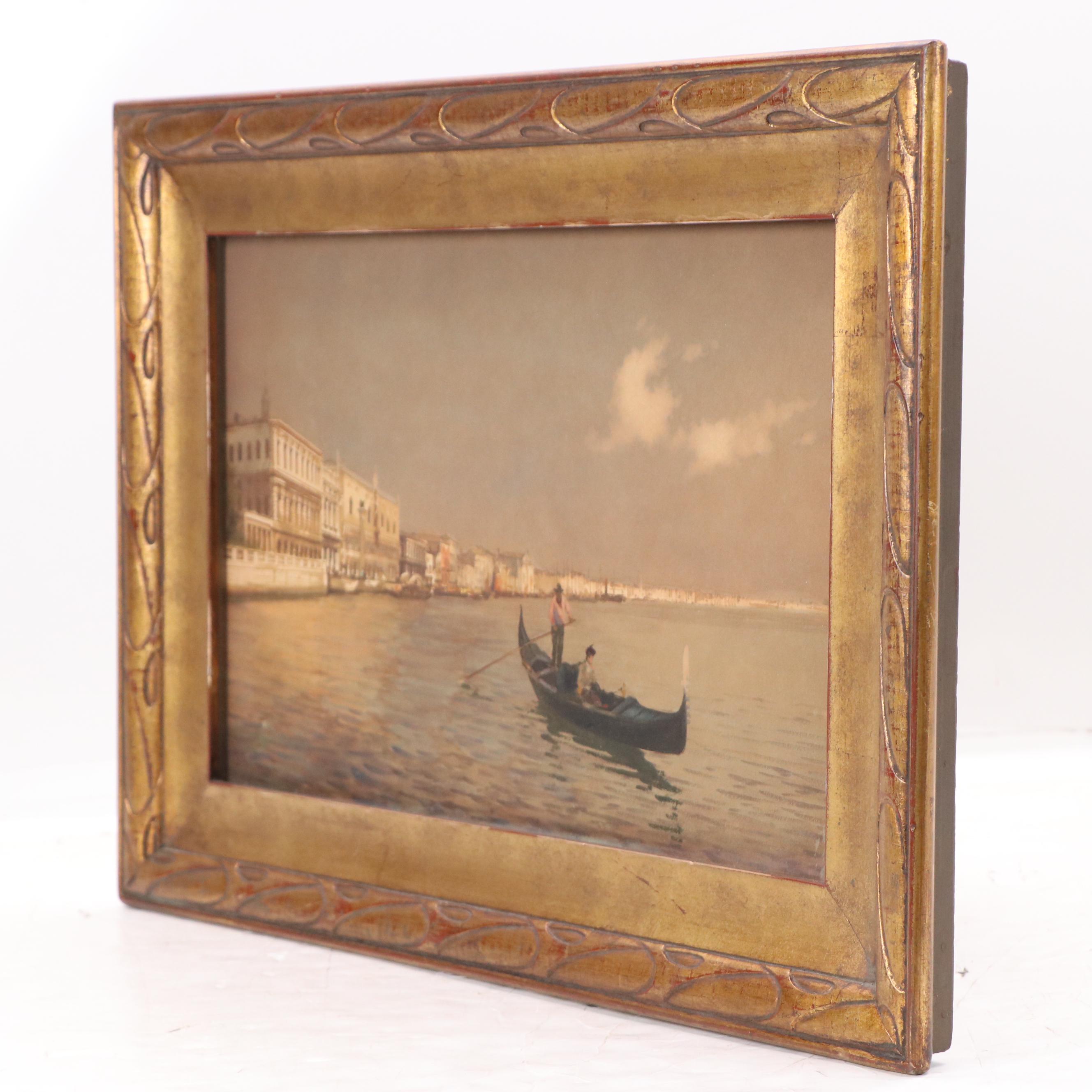 Italian School Oil Painting of Venetian Grand Canal Scene, 19th - Early 20th C.