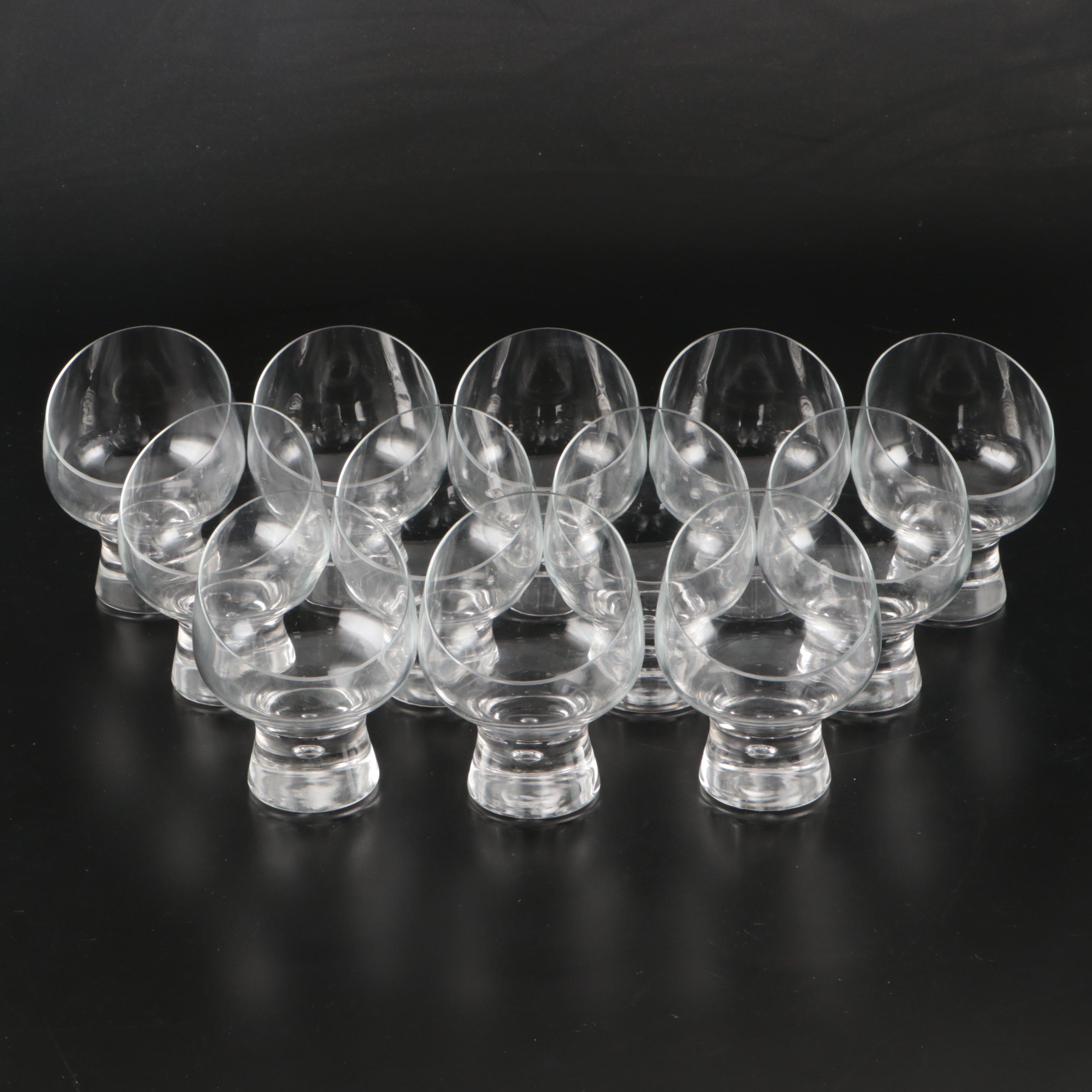 Kosta Boda "Rando" Tilted Bubble Stemmed Whisky Glasses, Late 20th Century