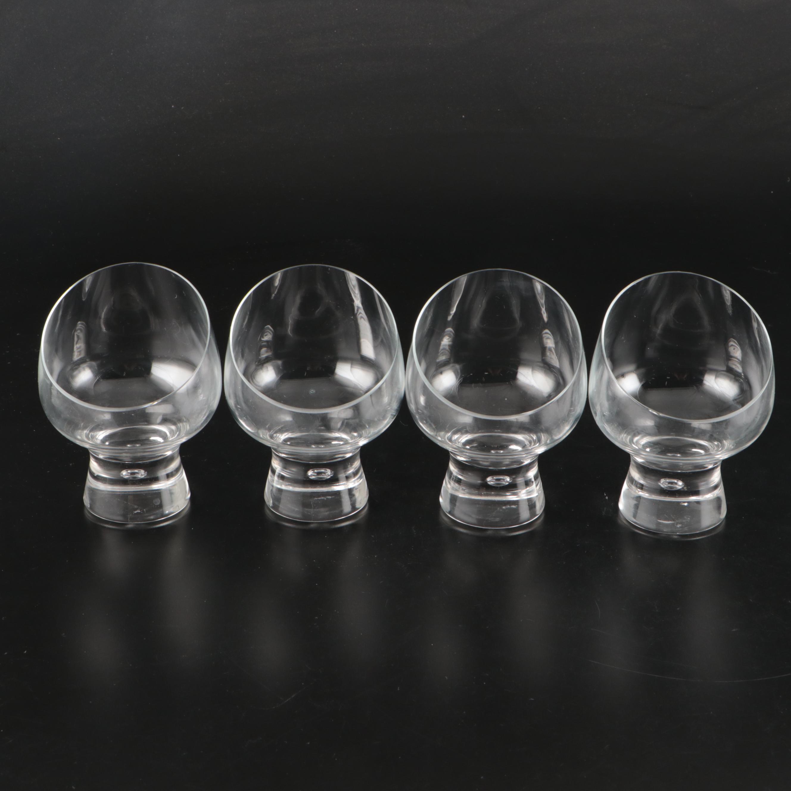 Kosta Boda "Rando" Tilted Bubble Stemmed Whisky Glasses, Late 20th Century