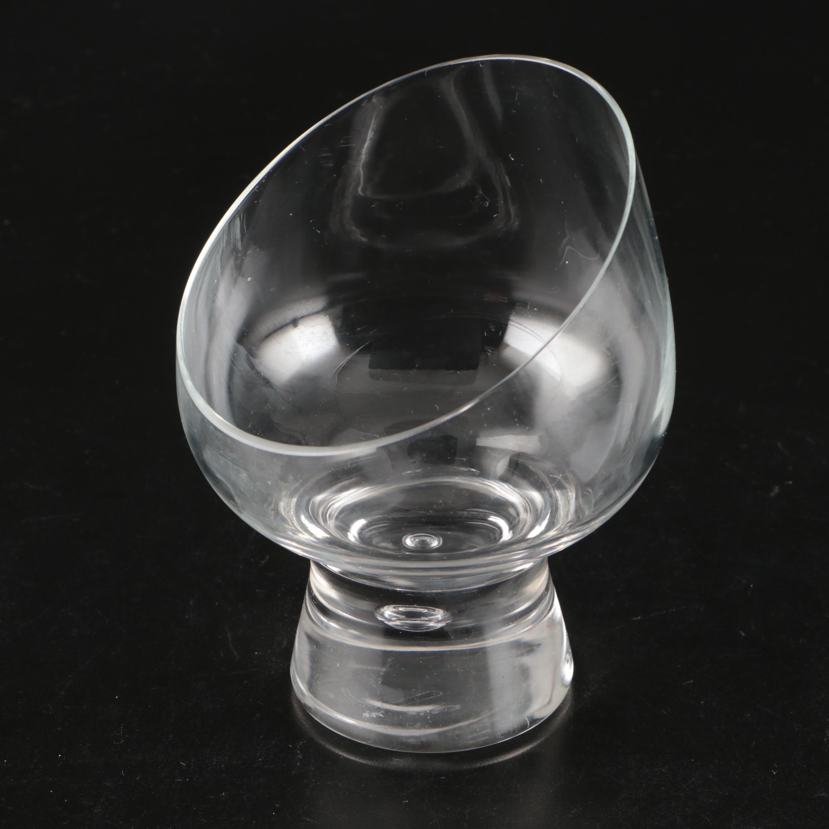 Kosta Boda "Rando" Tilted Bubble Stemmed Whisky Glasses, Late 20th Century