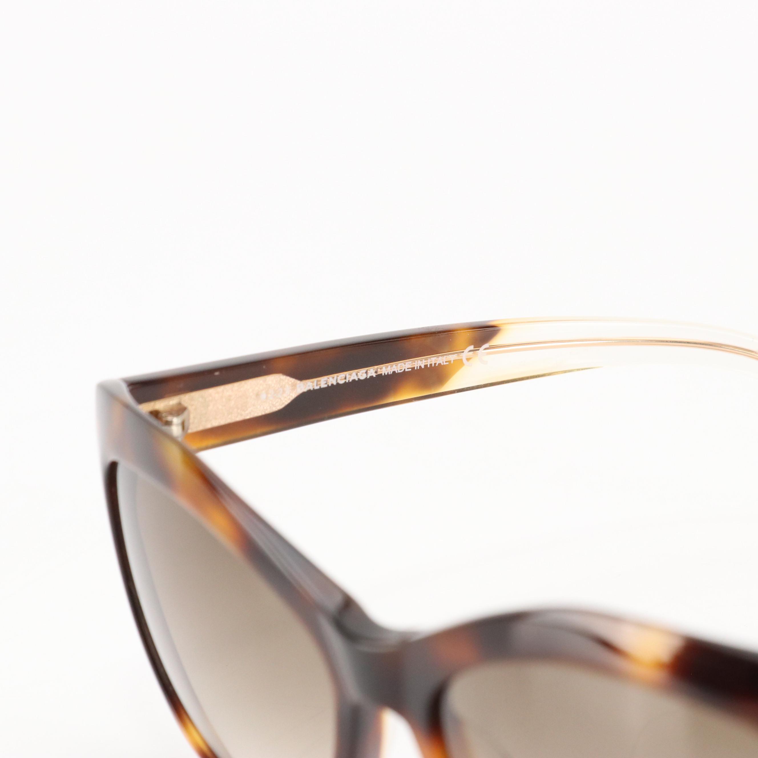 Balenciaga BA 47 53P Havana Cat Eye Sunglasses, With Case