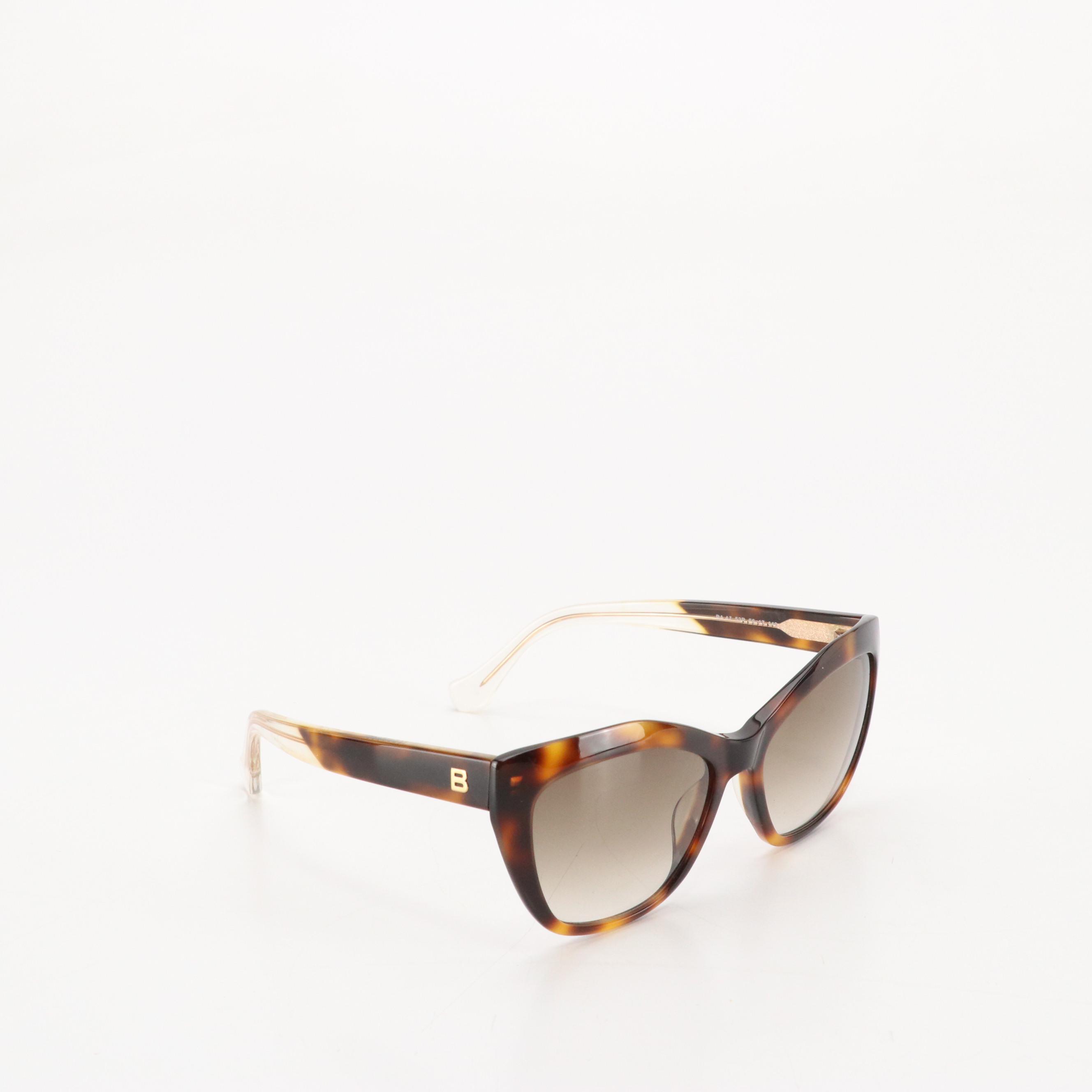 Balenciaga BA 47 53P Havana Cat Eye Sunglasses, With Case