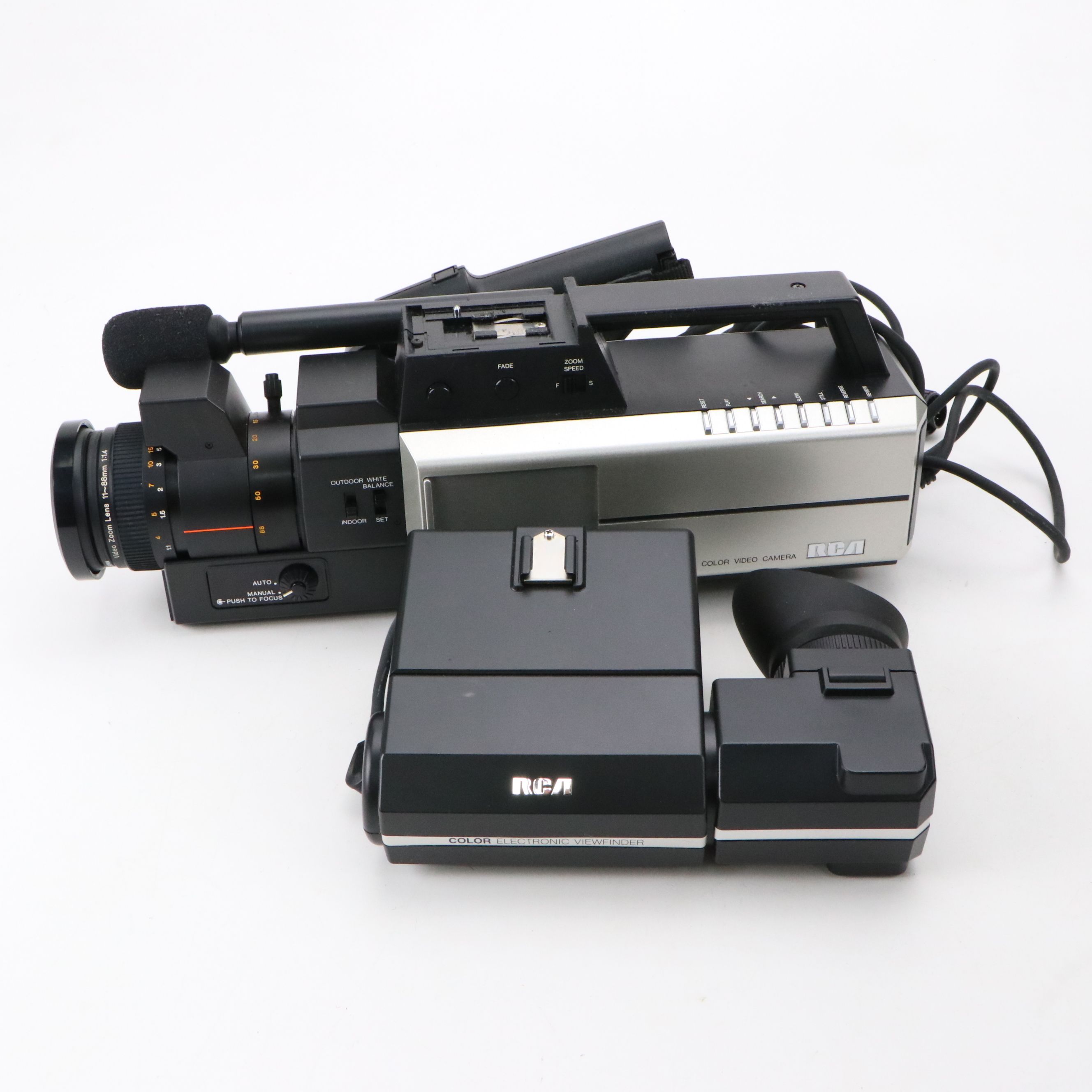 RCA Video Color Camera with RCA Eyepiece, Red Accent Tripod, and Hardside Case