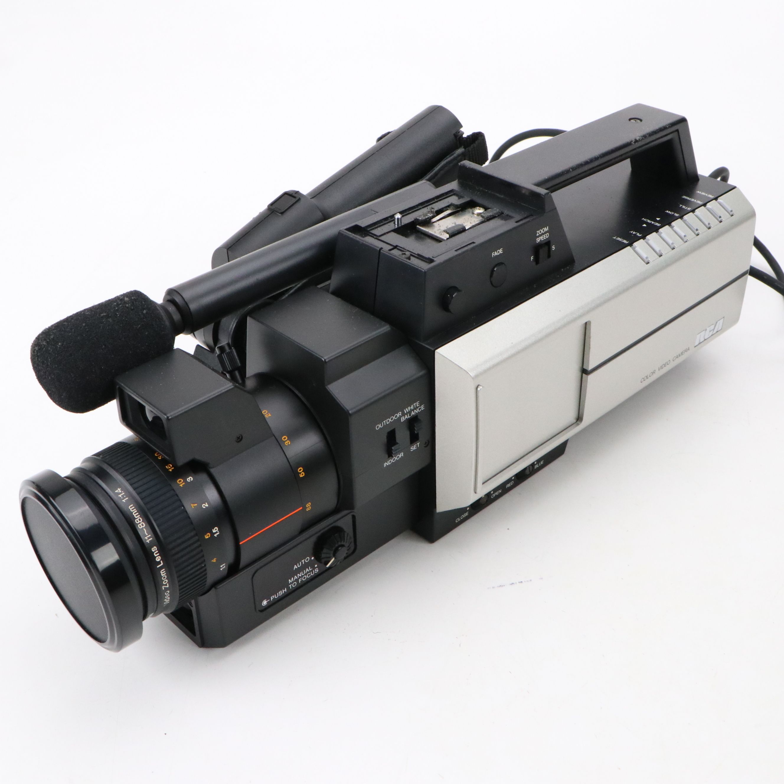 RCA Video Color Camera with RCA Eyepiece, Red Accent Tripod, and Hardside Case