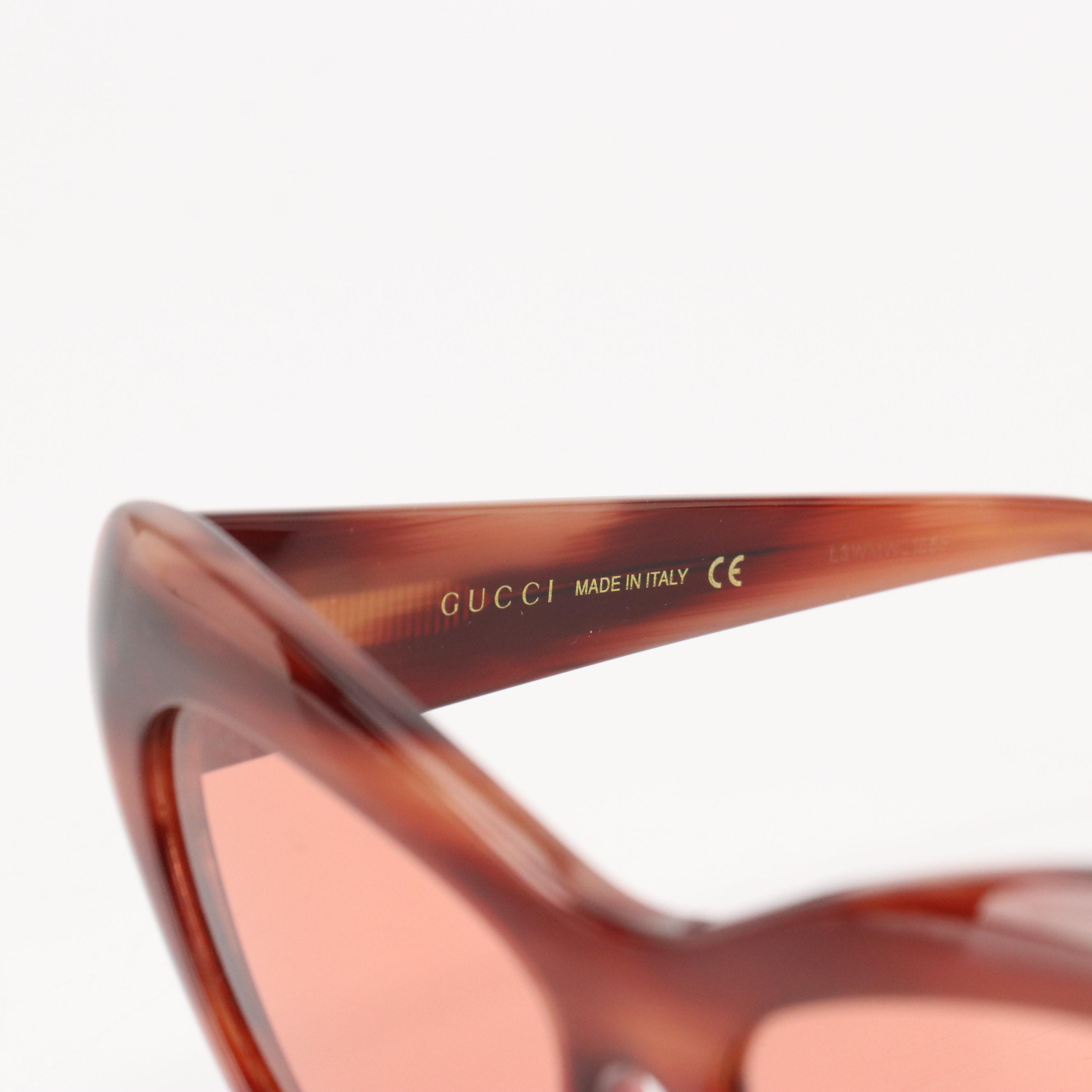 Gucci GG0895S 004 Orange Havana Cat Eye Sunglasses in Case