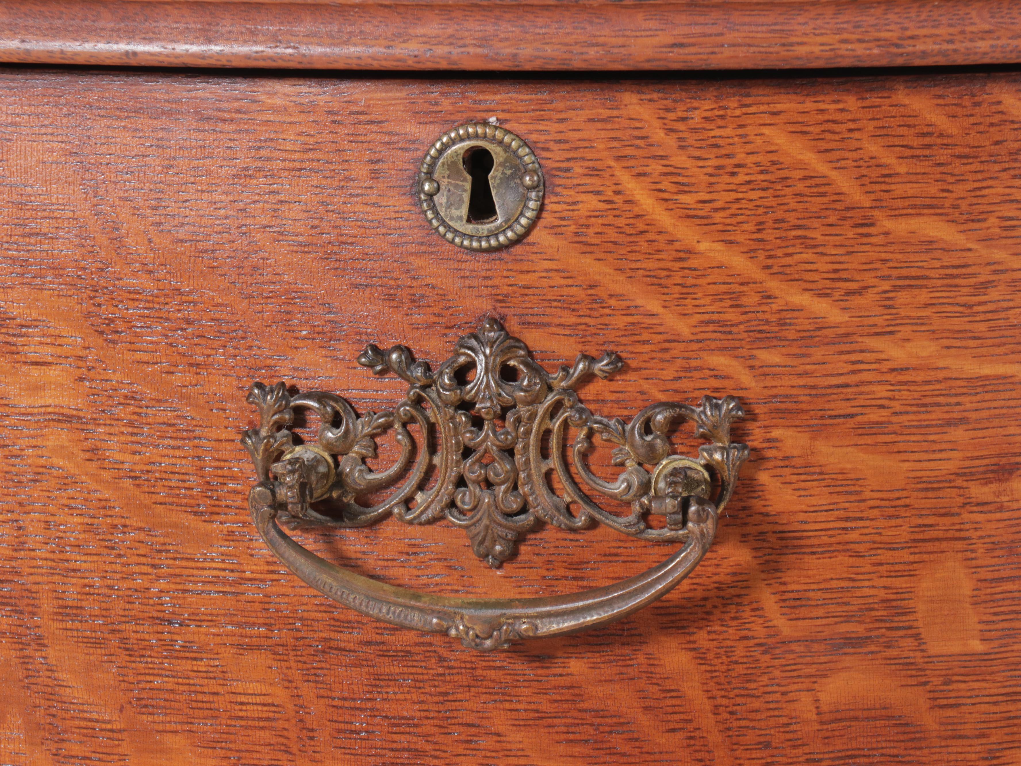 Victorian Serpentine Front Oak Bonnet Chest