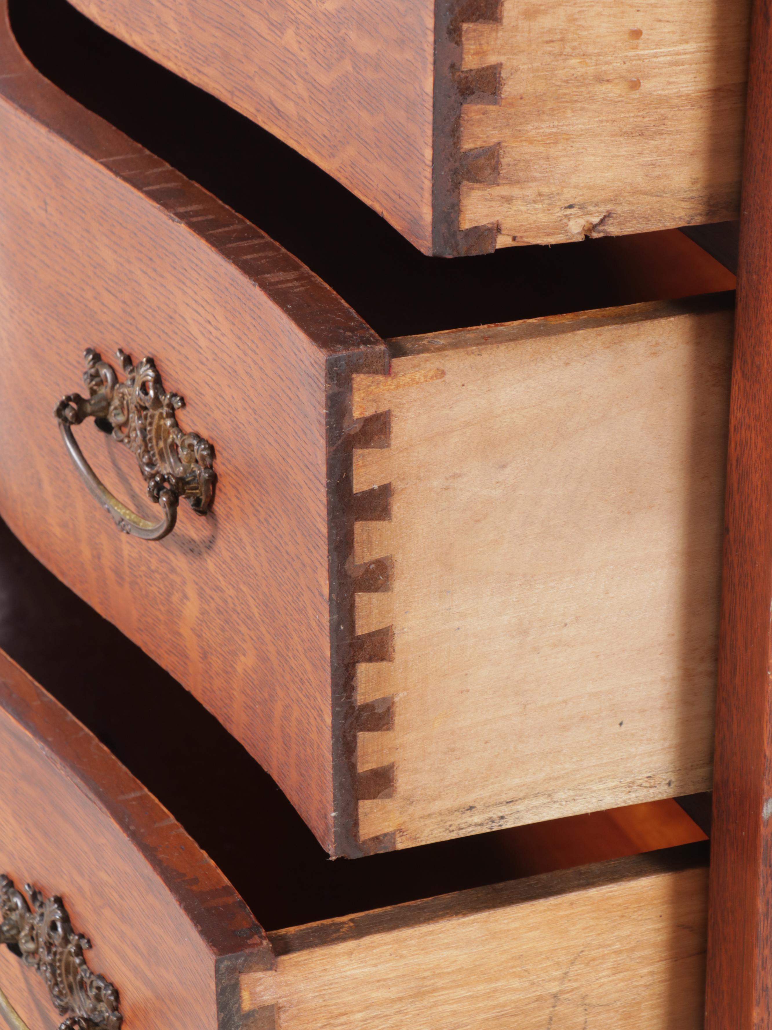 Victorian Serpentine Front Oak Bonnet Chest