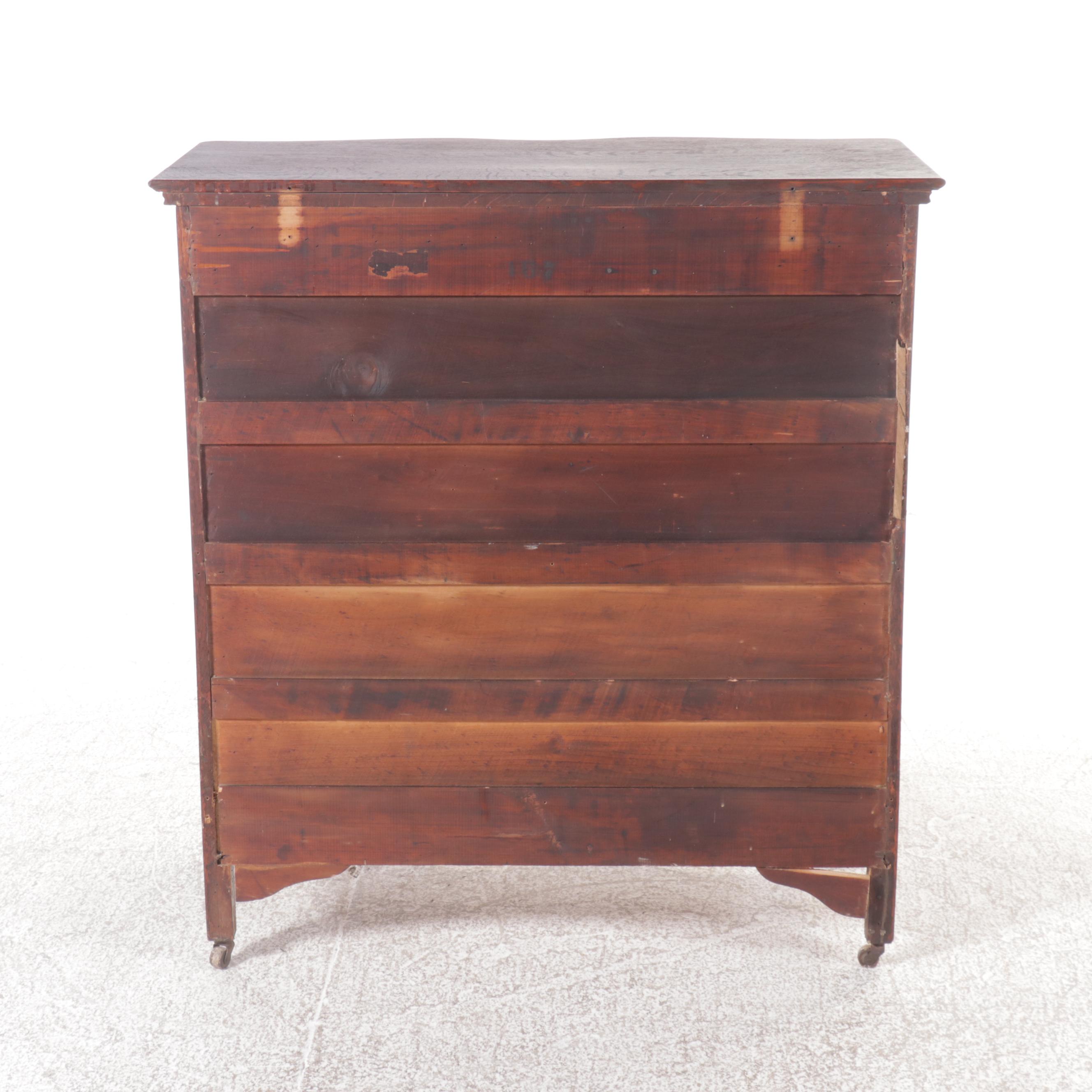 Victorian Serpentine Front Oak Bonnet Chest