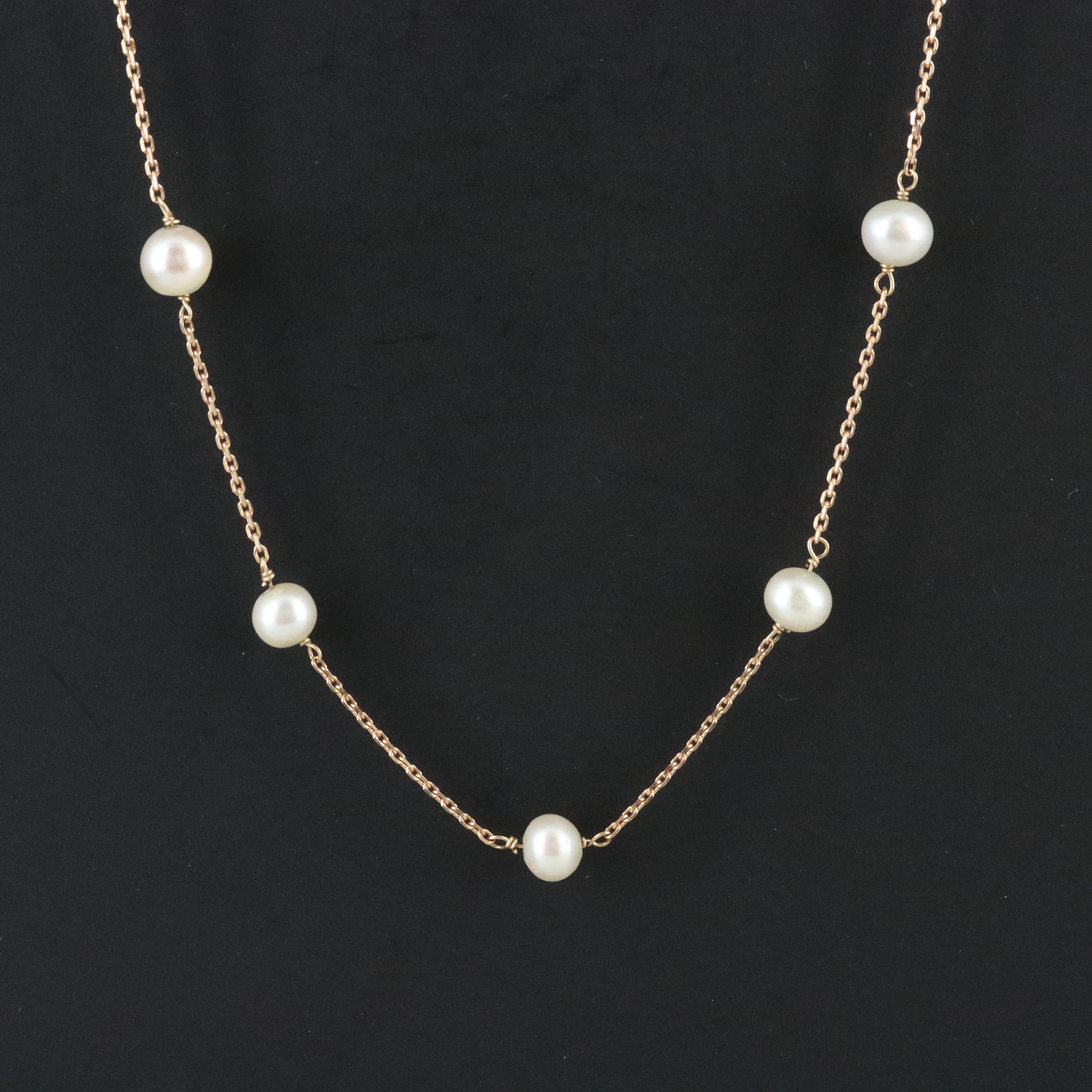 14K Pearl Station Necklace