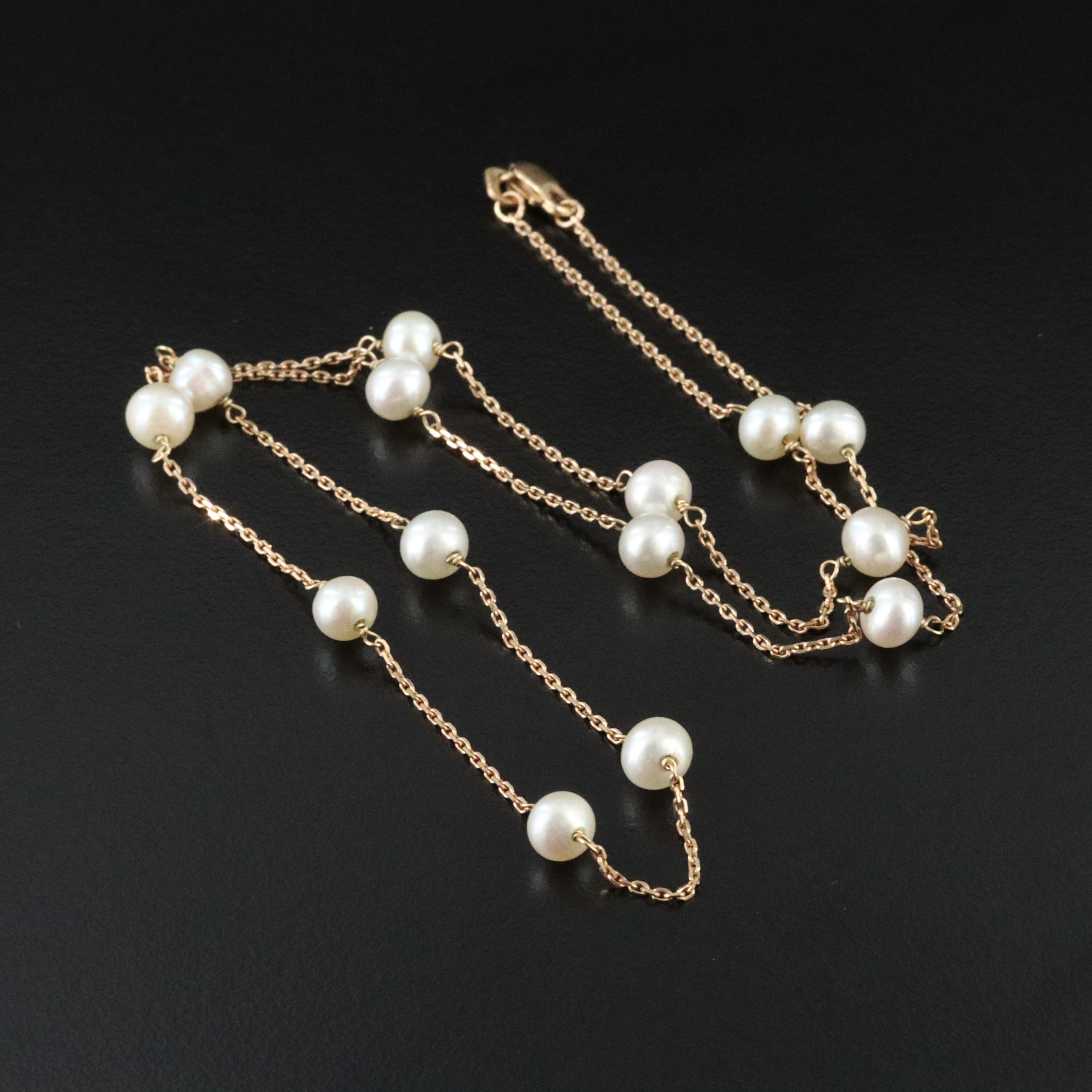 14K Pearl Station Necklace