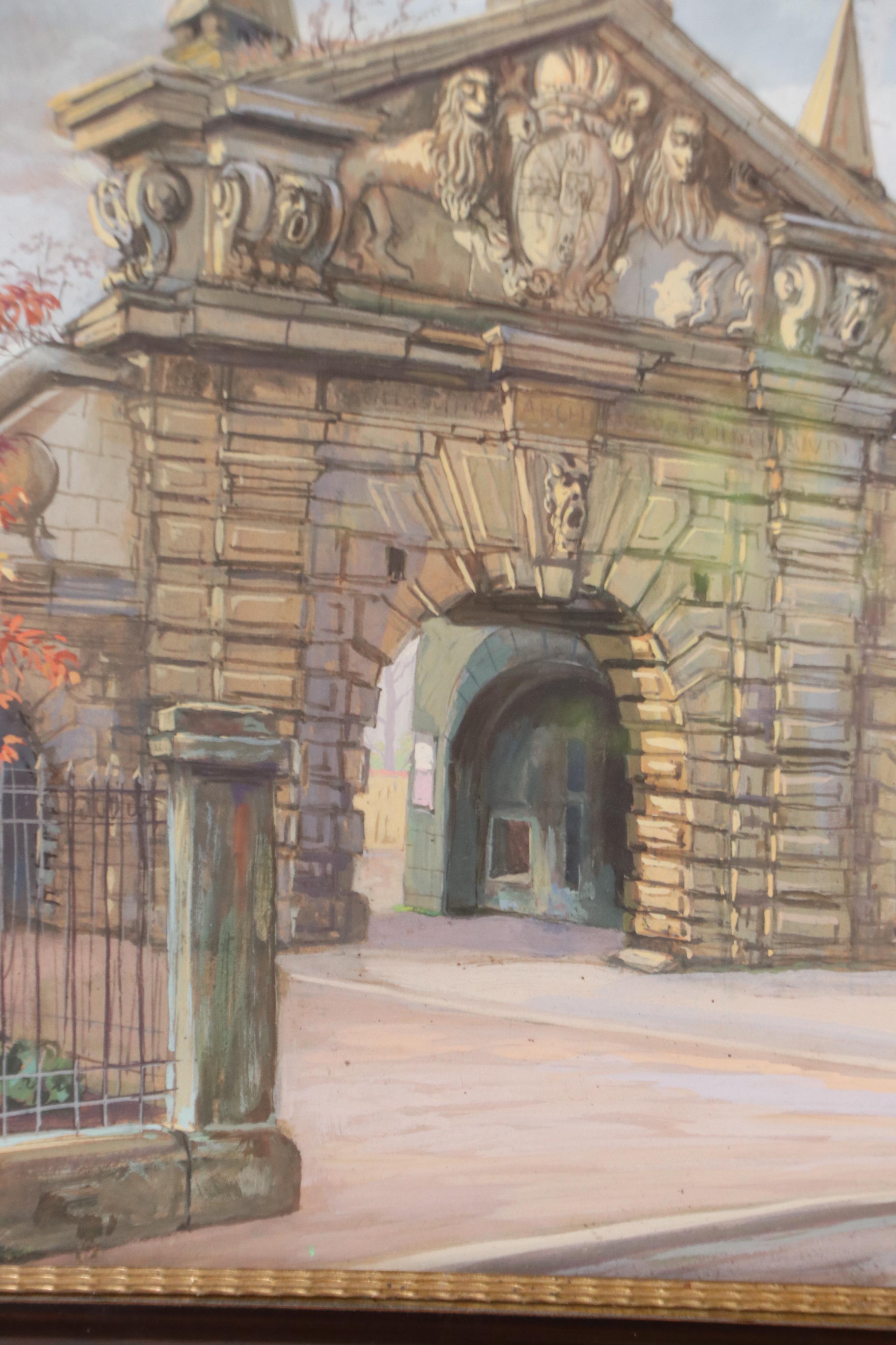 Alfons Faustue Gouache Painting of Nuremburg Gate in Forchheim Fortress, 1925
