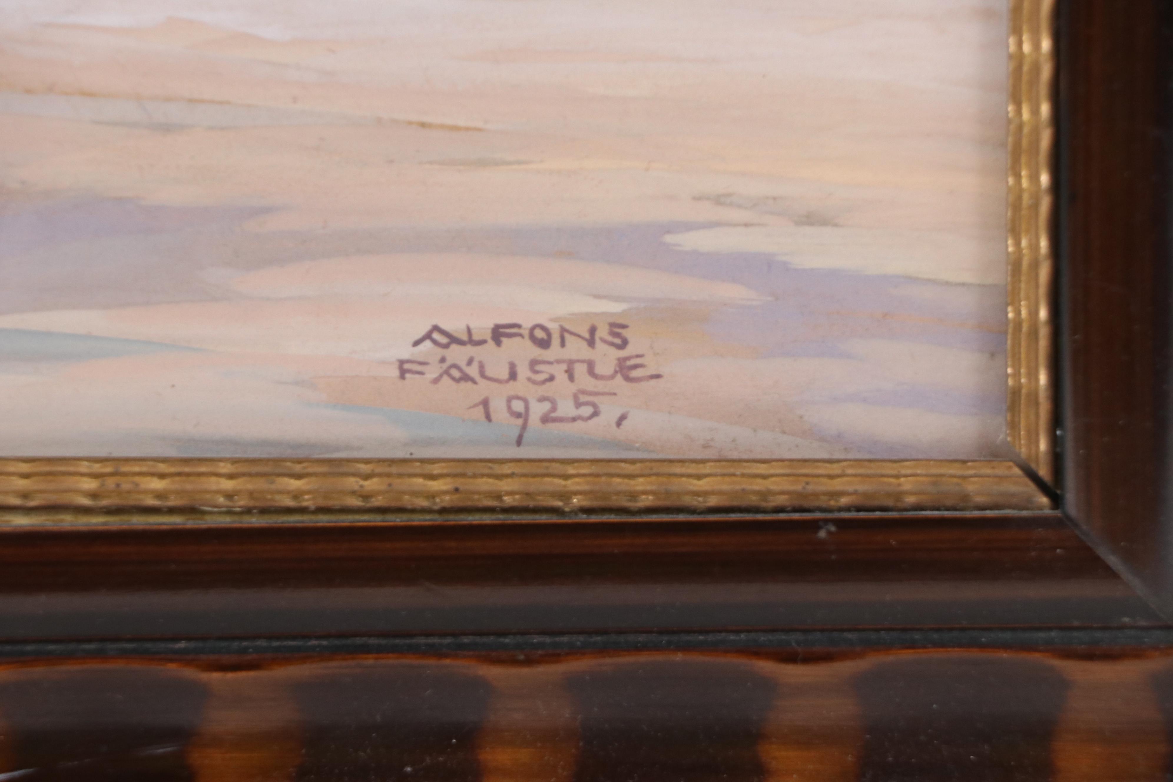 Alfons Faustue Gouache Painting of Nuremburg Gate in Forchheim Fortress, 1925