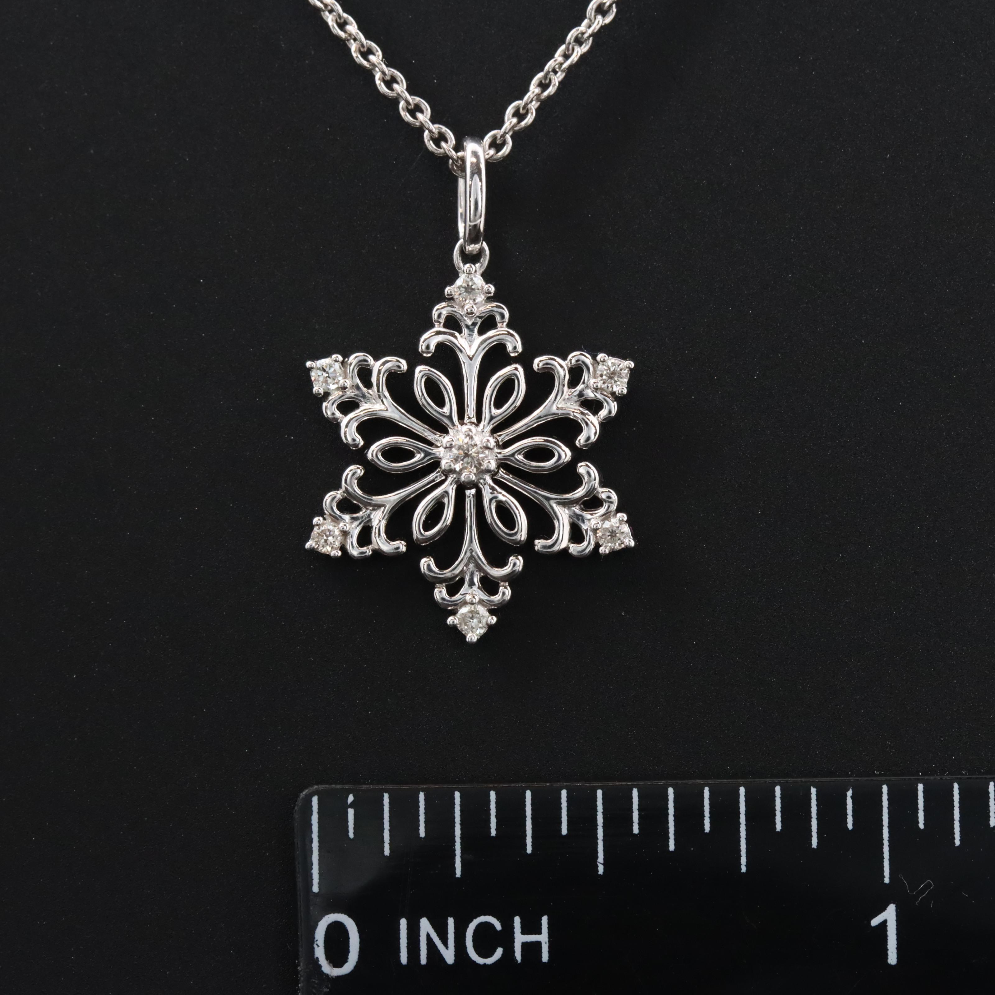 Sterling Diamond Snowflake Pendant Necklace