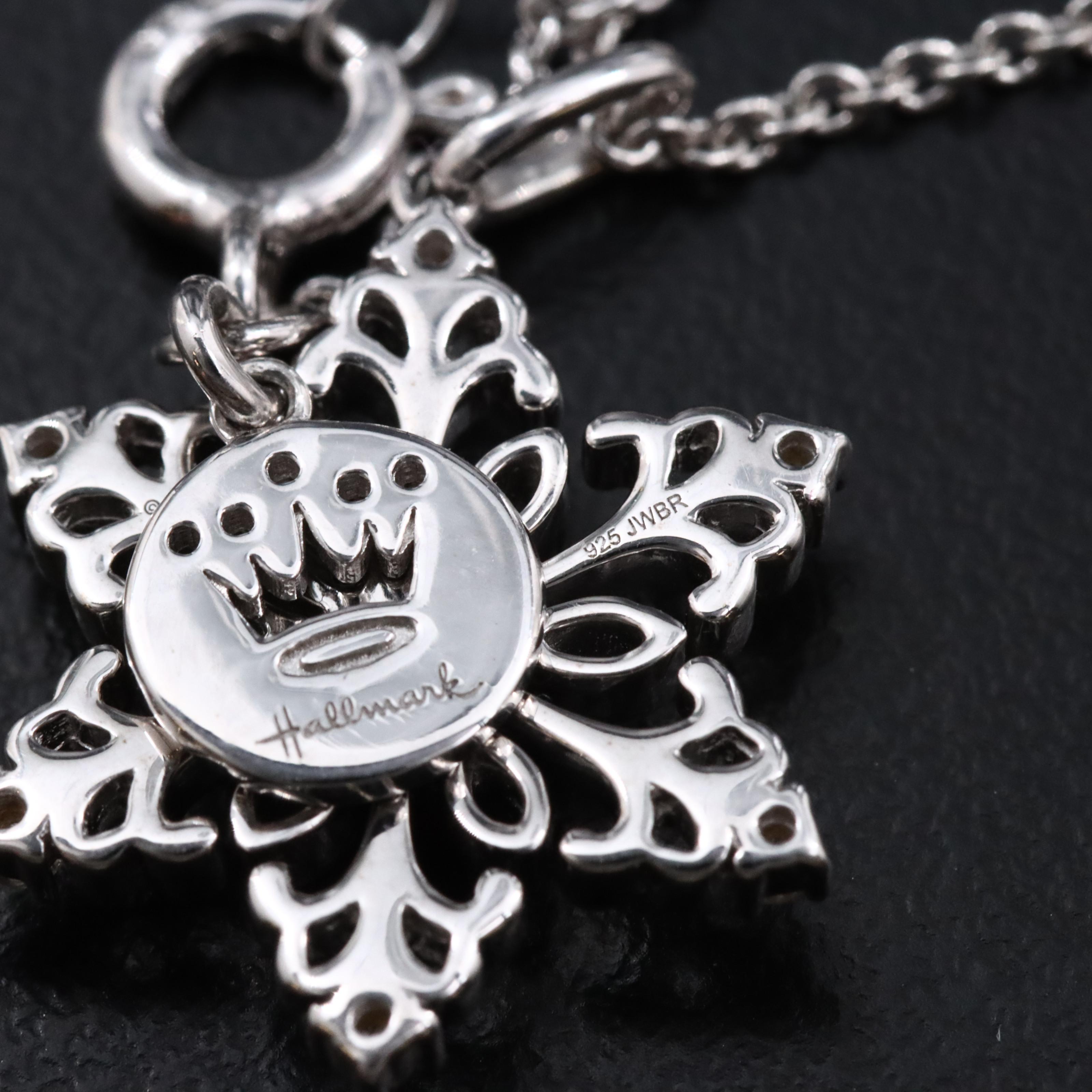Sterling Diamond Snowflake Pendant Necklace