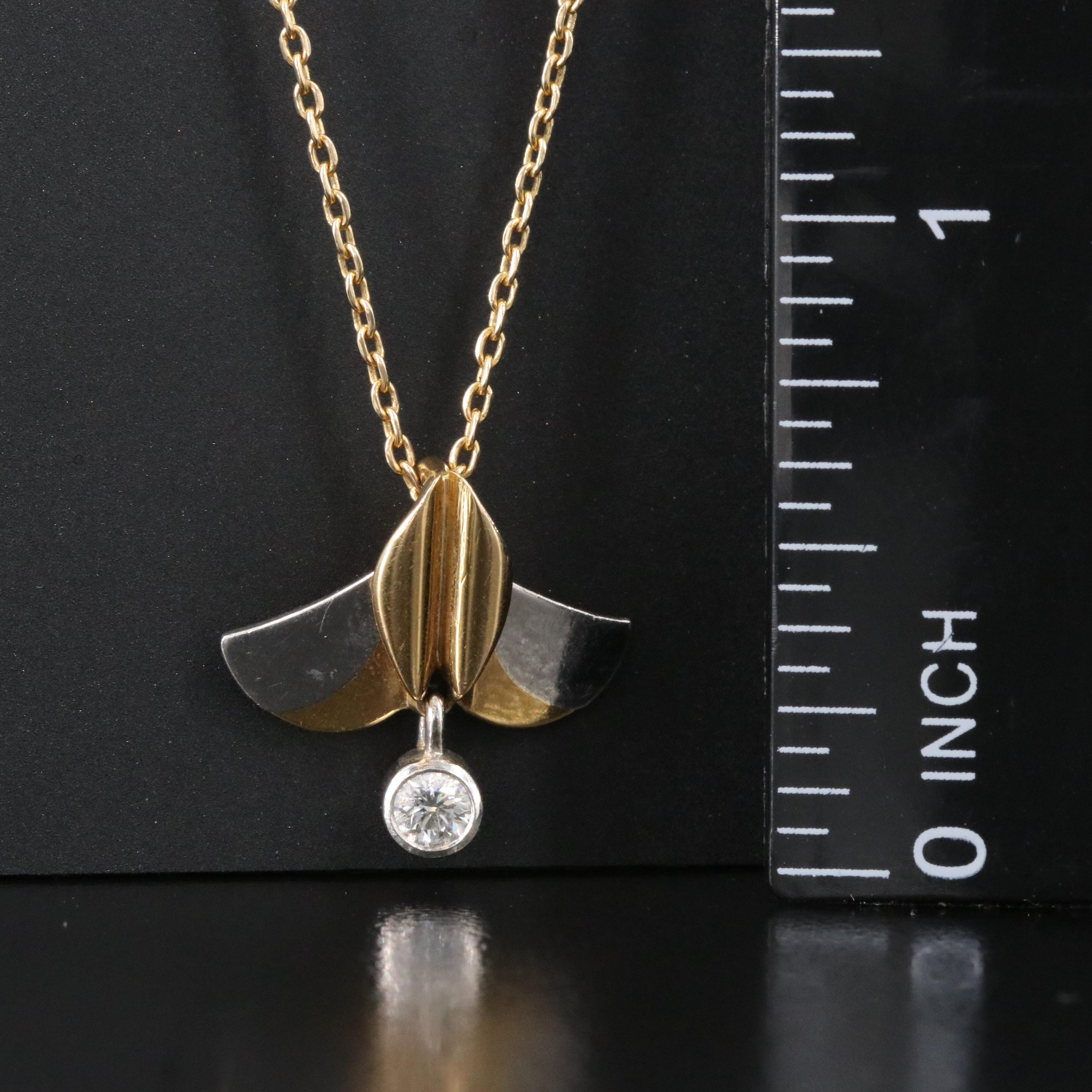 18K, Platinum and Diamond Stylized Bee Pendant on 14K Mikimoto Chain