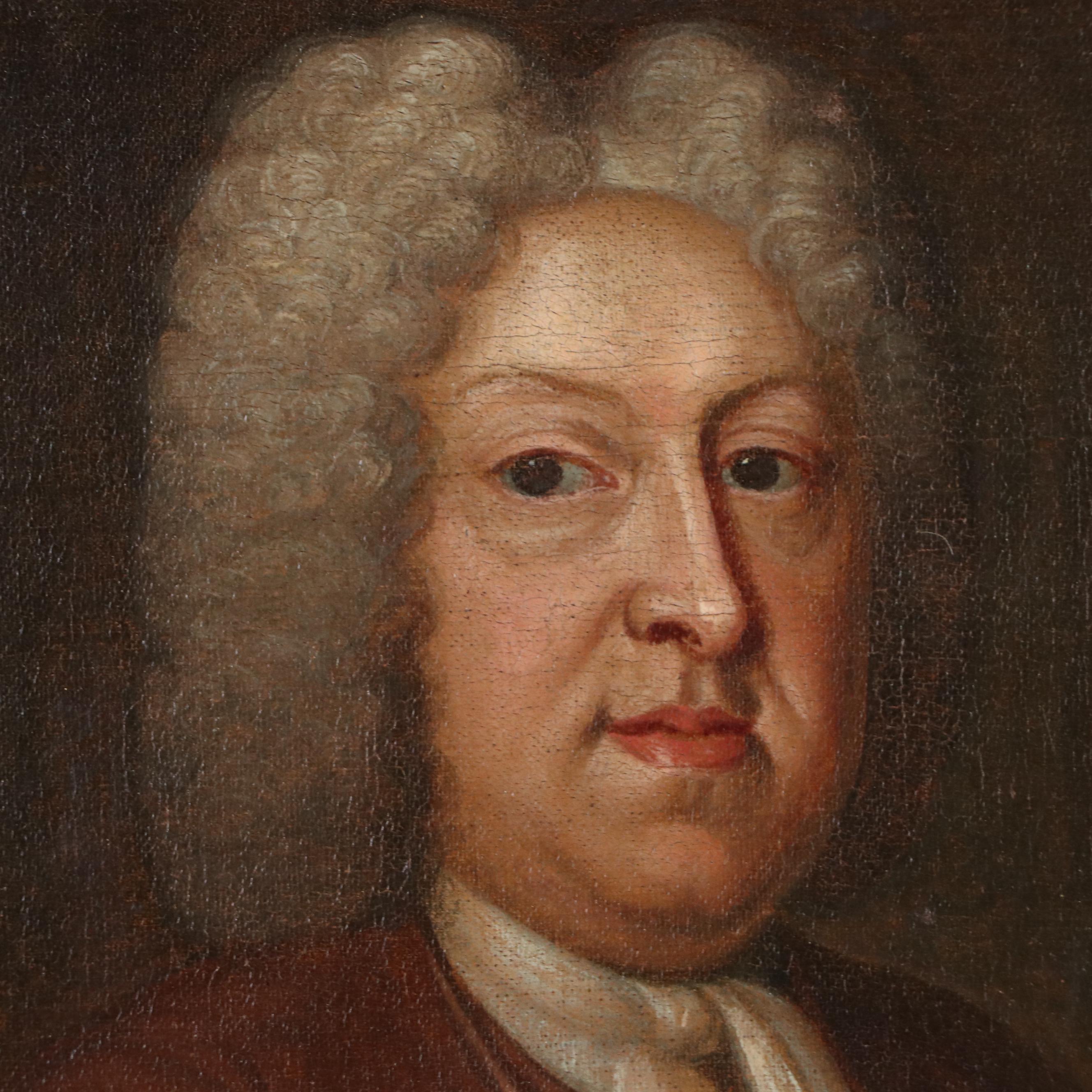 British School Tondo Oil Portrait of Nobleman, Circa 18th Century